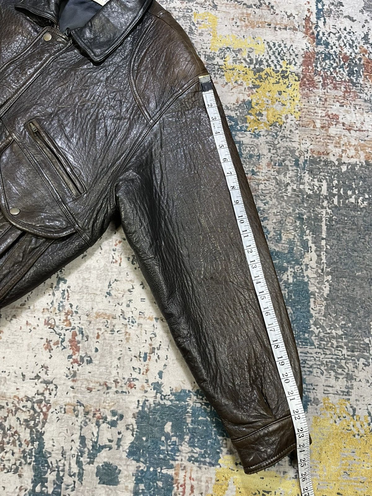 Genuine Leather Vtg Alan Martin Italy Back Embossed Sheepskin Bombers Size US L / EU 52-54 / 3 - 11 Thumbnail