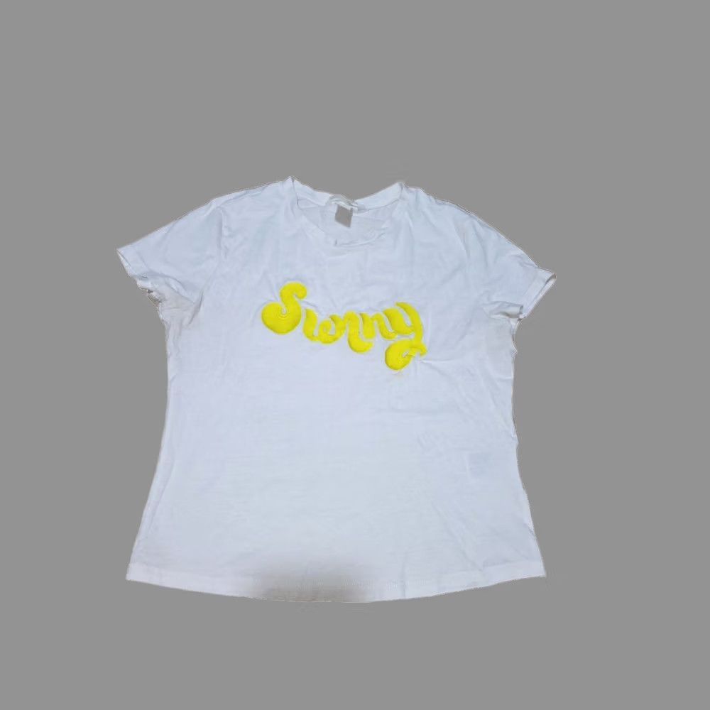 H&M H&M Graphic Tee Women's M White Cotton Sunny Print Short Sleeve Crew Neck T-Shirt Regular Fit Casual Short Sleeve White Logo Basic Size 32" / US 10 / IT 46 - 1 Thumbnail