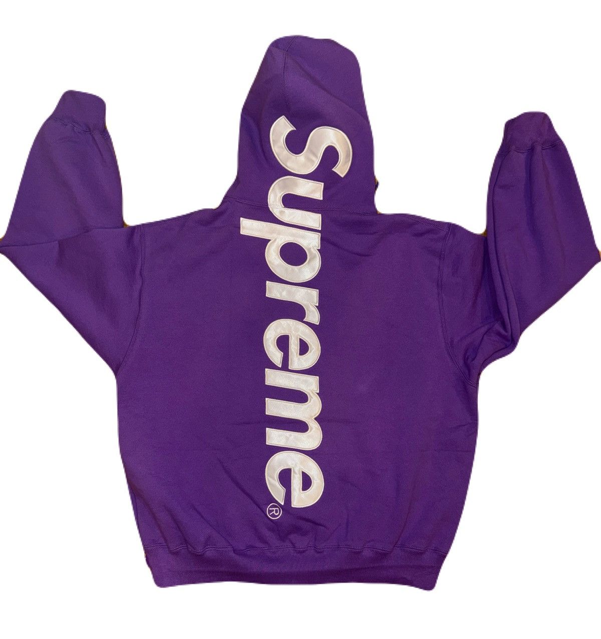 Supreme Supreme Satin Applique Hooded Sweatshirt Purple - Size M 