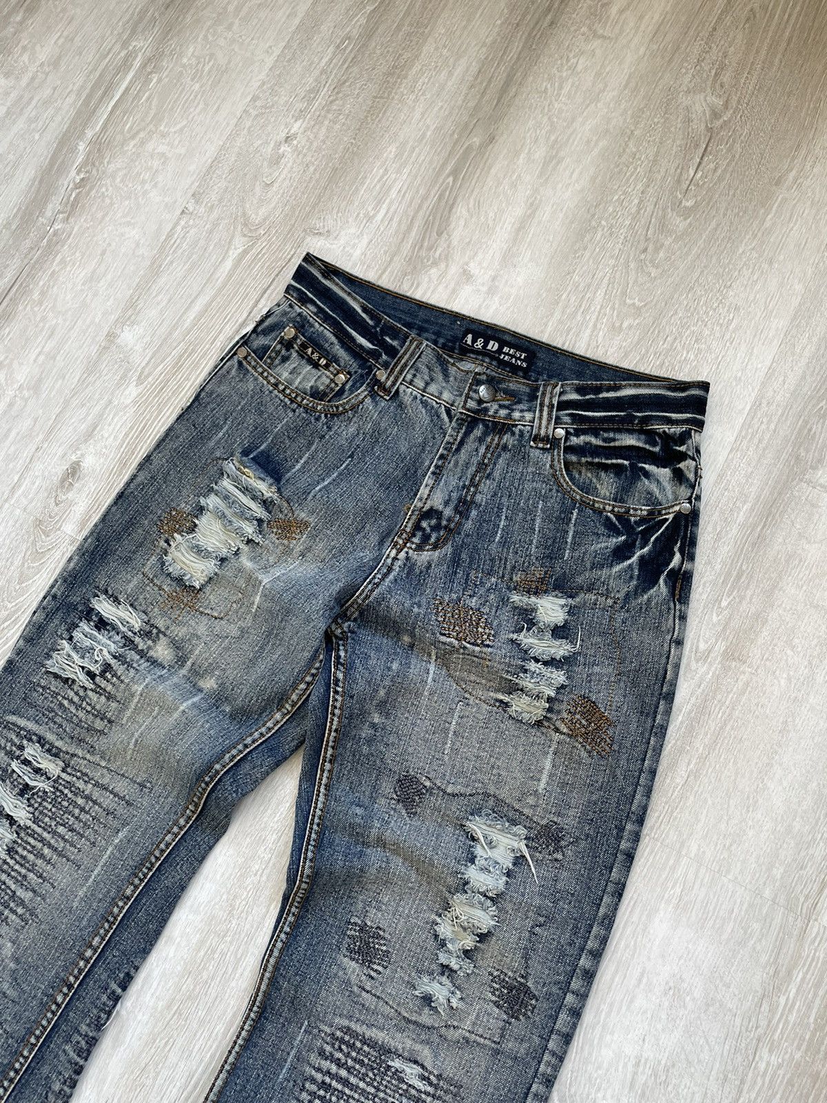 Jean × Vintage Vintage Y2K Distressed Jeans Size US 31 - 2 Thumbnail
