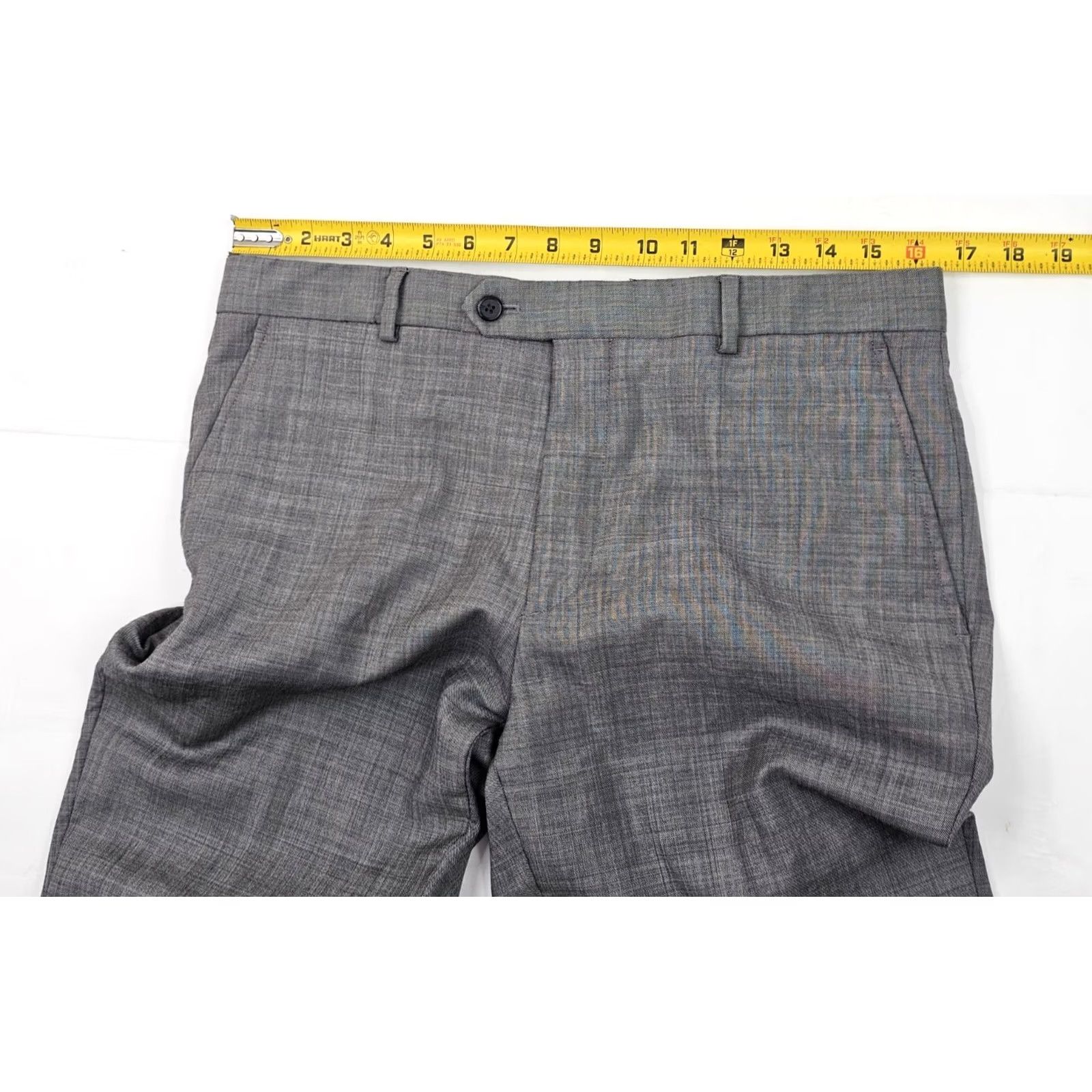 Egara Egara 100% Wool Heathered Gray Suit Dress Pants Men 34 x 29 Flat Front EUC Clothing & Accessories Size 34R - 5 Thumbnail
