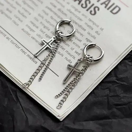 Other Stainless Steel Cross Dangle Drop Earrings for Men Women Size ONE SIZE - 3 Thumbnail
