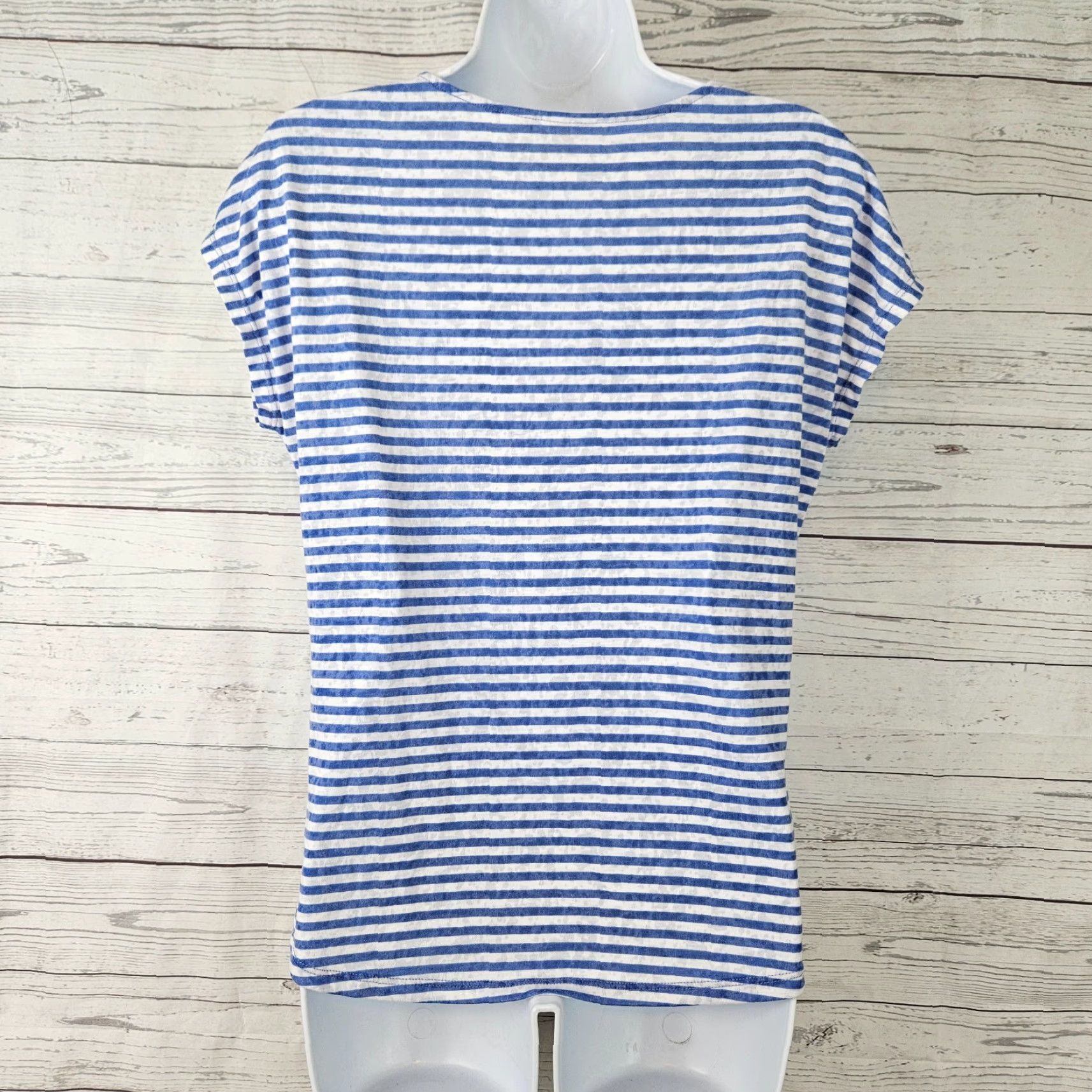 Vintage Chico's Womens Top M Blue White Striped Short Sleeve Shirt Adult Medium-Size T-Shirt Casual Womens Size M / US 6-8 / IT 42-44 - 3 Thumbnail