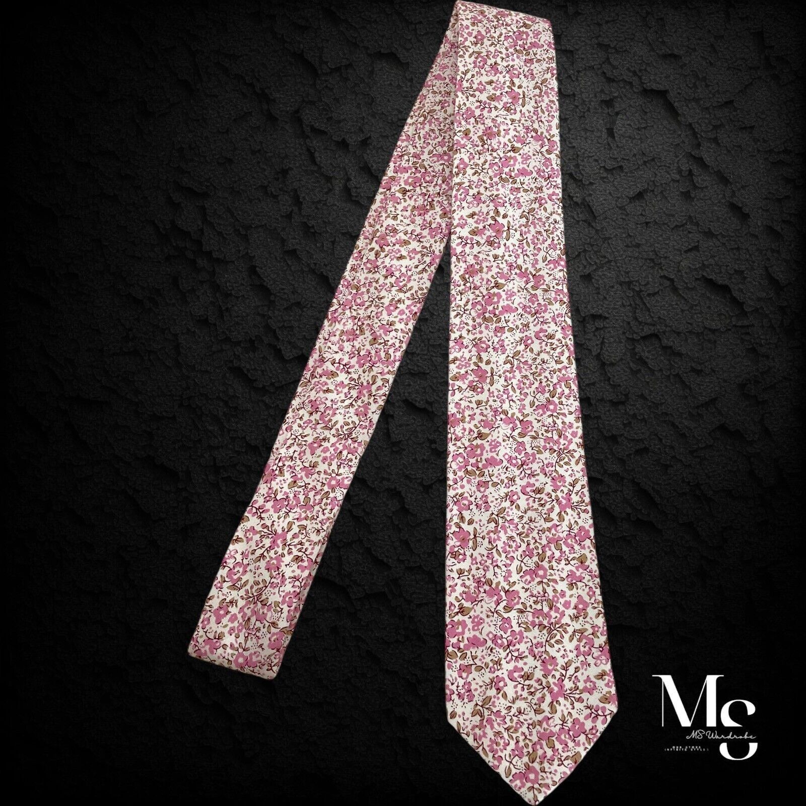 Other Beautiful Pink Floral Cotton Hand Made Tie IW: 2.5" NWOT Size ONE SIZE - 6 Thumbnail
