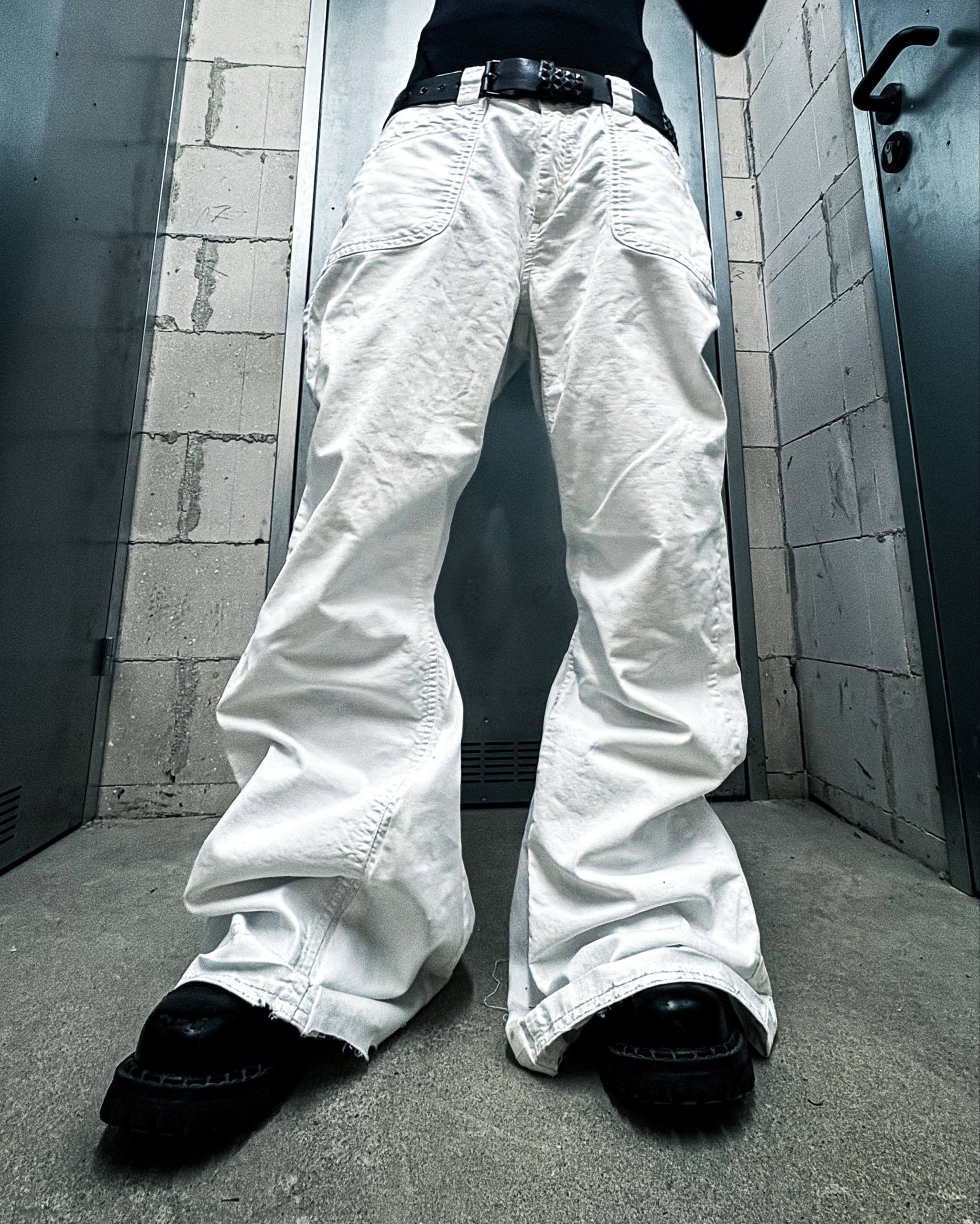 Japanese Brand Custom white Baggy Distressed Jeans Painted Wide Leg Size US 31 - 2 Thumbnail