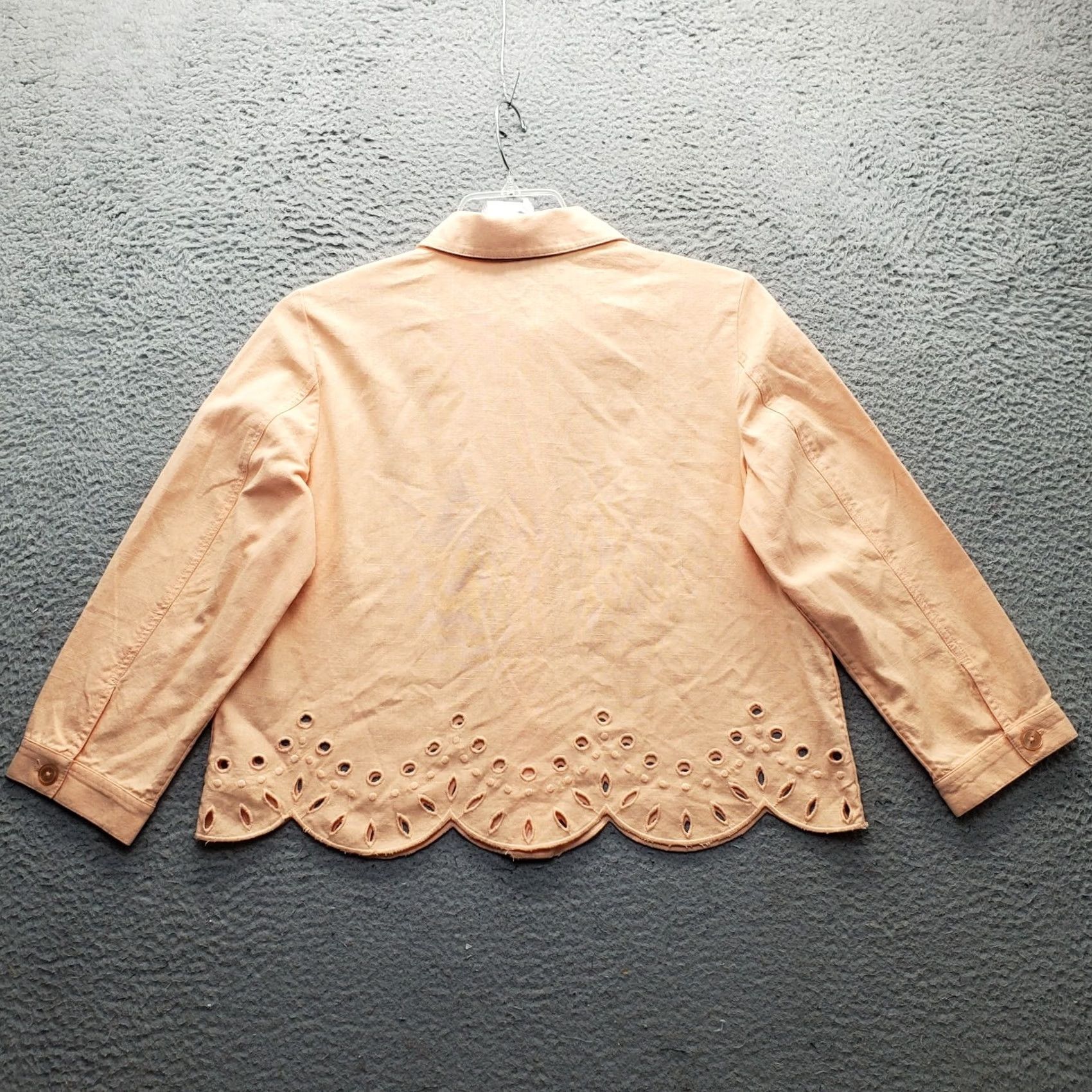 Vintage Chico's Jacket Womens M Orange Eyelet Embroidered Button Front Size M / US 6-8 / IT 42-44 - 2 Thumbnail