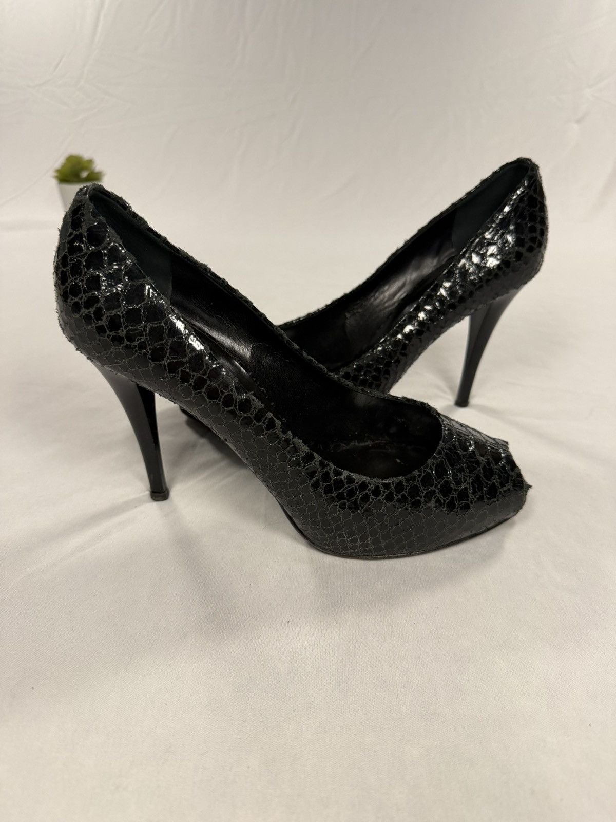Giuseppe Zanotti Giuseppe Zanotti Black Snake Print Peep Toe Heels Size 40 EU Size US 9.5 / IT 39.5 - 3 Thumbnail