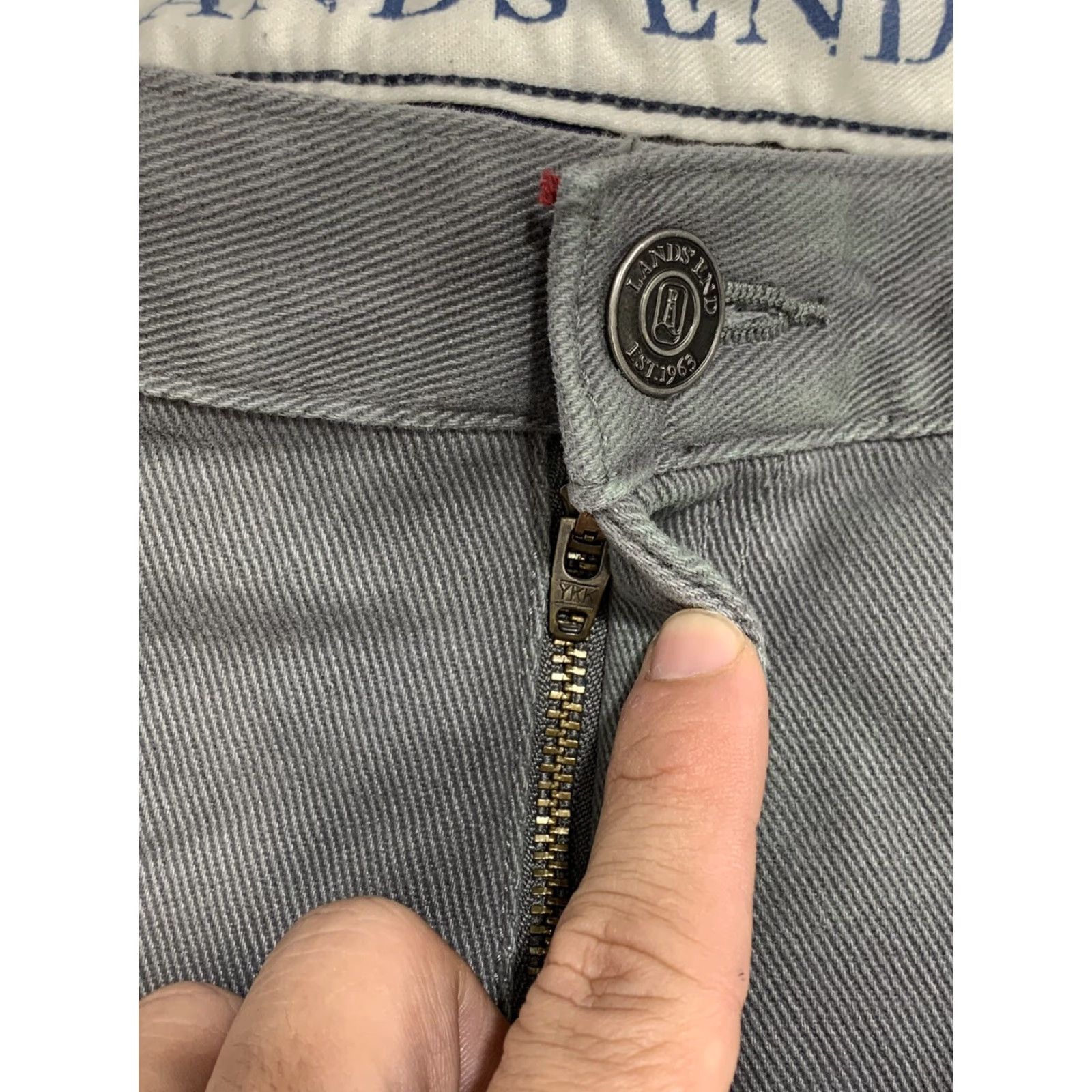 Lands' End Lands' End Men's Traditional Fit Jeans Rinse 34 Belt Loops 5-Pocket Denim 33in Inseam Straight Classic Core Color Gray Size US 34 / EU 50 - 4 Thumbnail