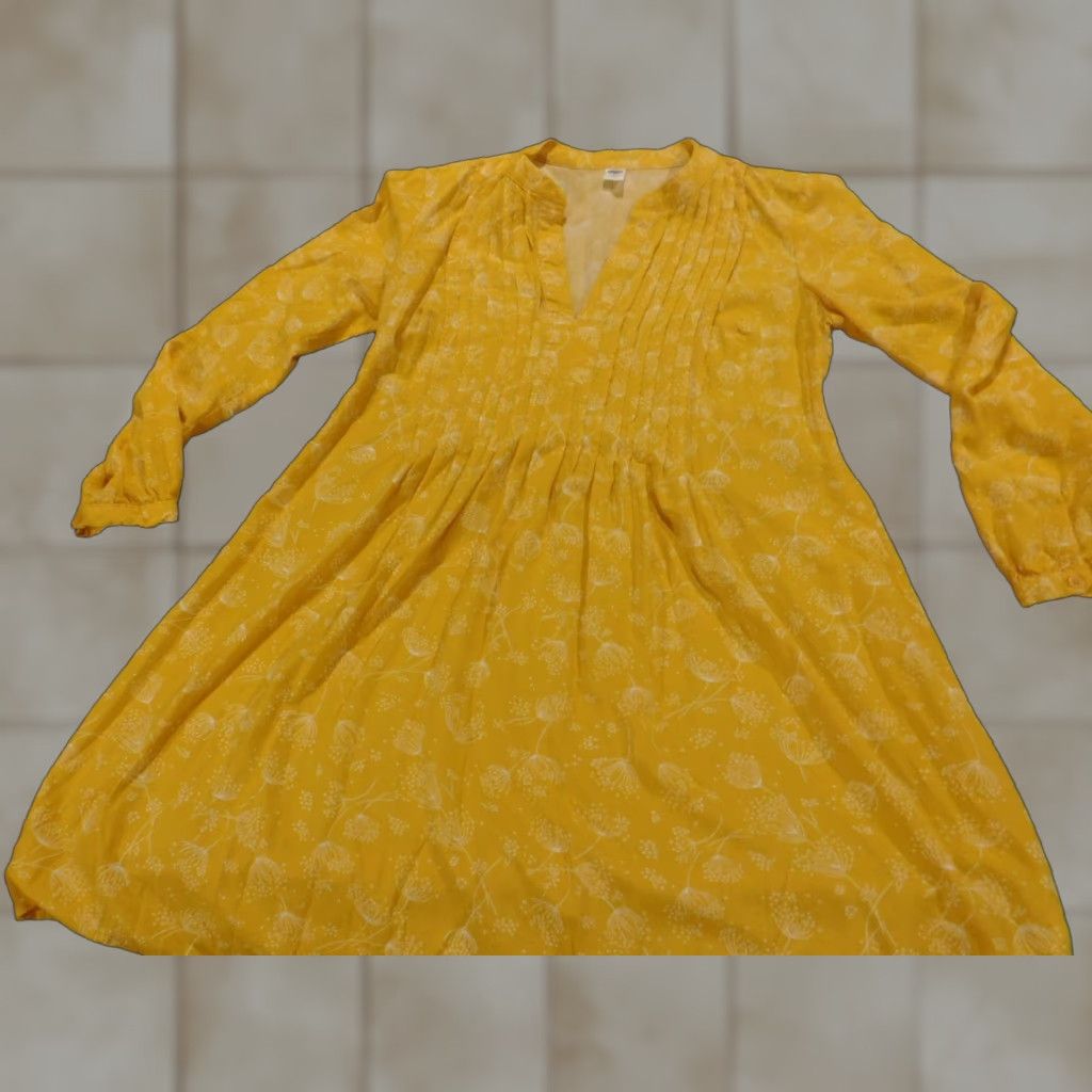 Old Navy Old Navy Womens Dress XS Yellow Floral A-Line Sundress Casual Raglan Sleeve Crew Neck Pullover Lined Size XS / US 0-2 / IT 36-38 - 1 Thumbnail