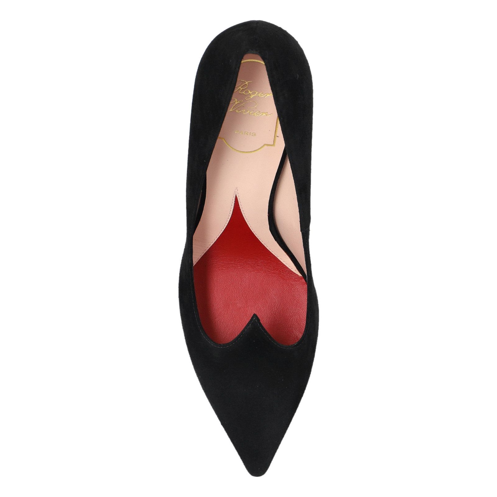 ROGER VIVIER I L ove Black Suede 85mm Heel Pumps New & Authe