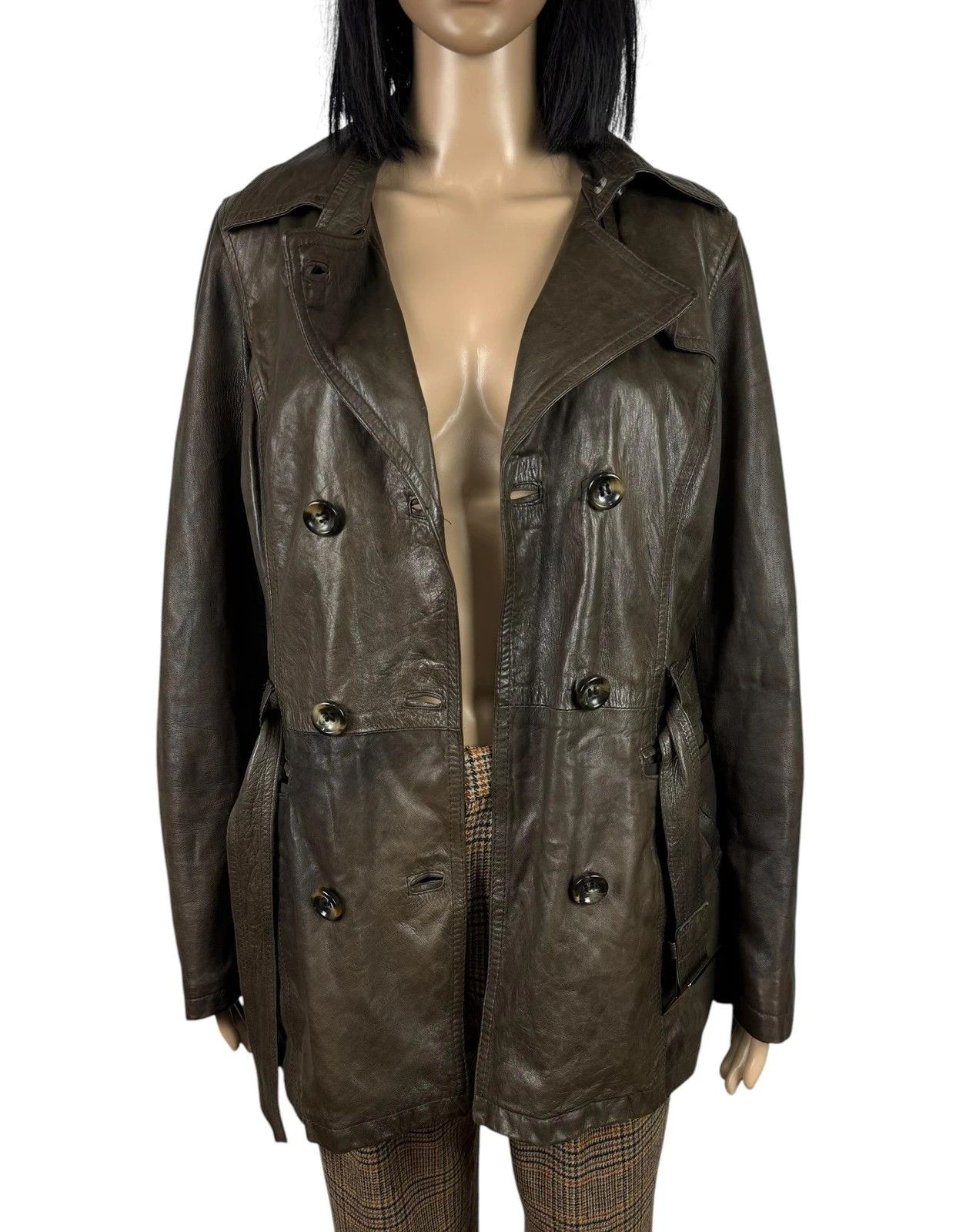 Other Leonardo Vintage Leather Coat Belted size L Size L / US 10 / IT 46 - 9 Thumbnail