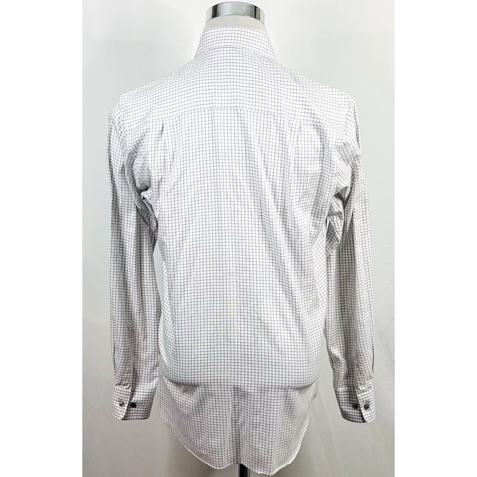 David Donahue David Donahue Shirt 15.5 34/35 Dress White Gray Plaid 100% Cotton Regular Fit Mens Shirt Size 42R - 5 Thumbnail