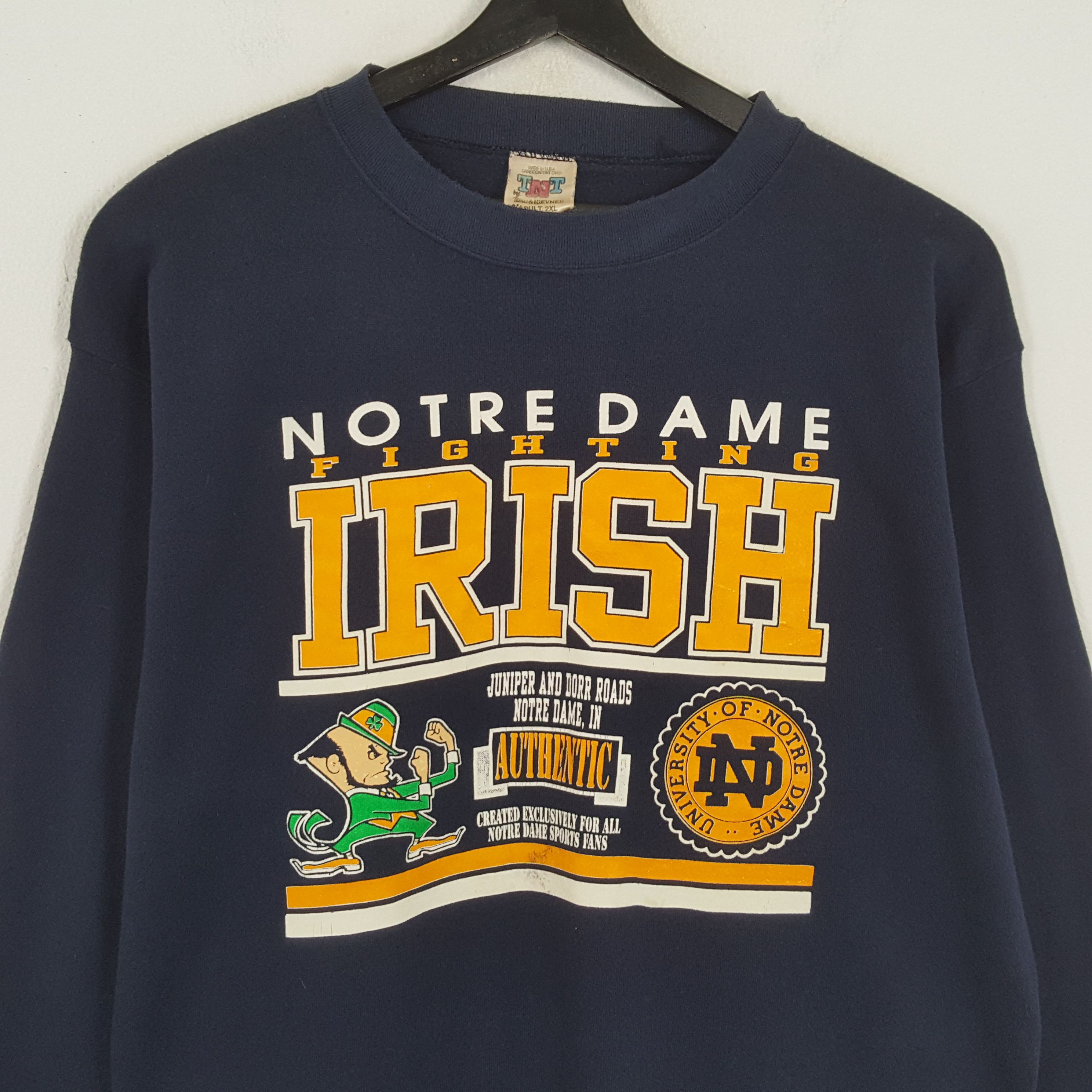 NFL × Vintage NOTRE DAME IRISH NFL Football Team Vintage Sweatshirt Size US XXL / EU 58 / 5 - 2 Thumbnail