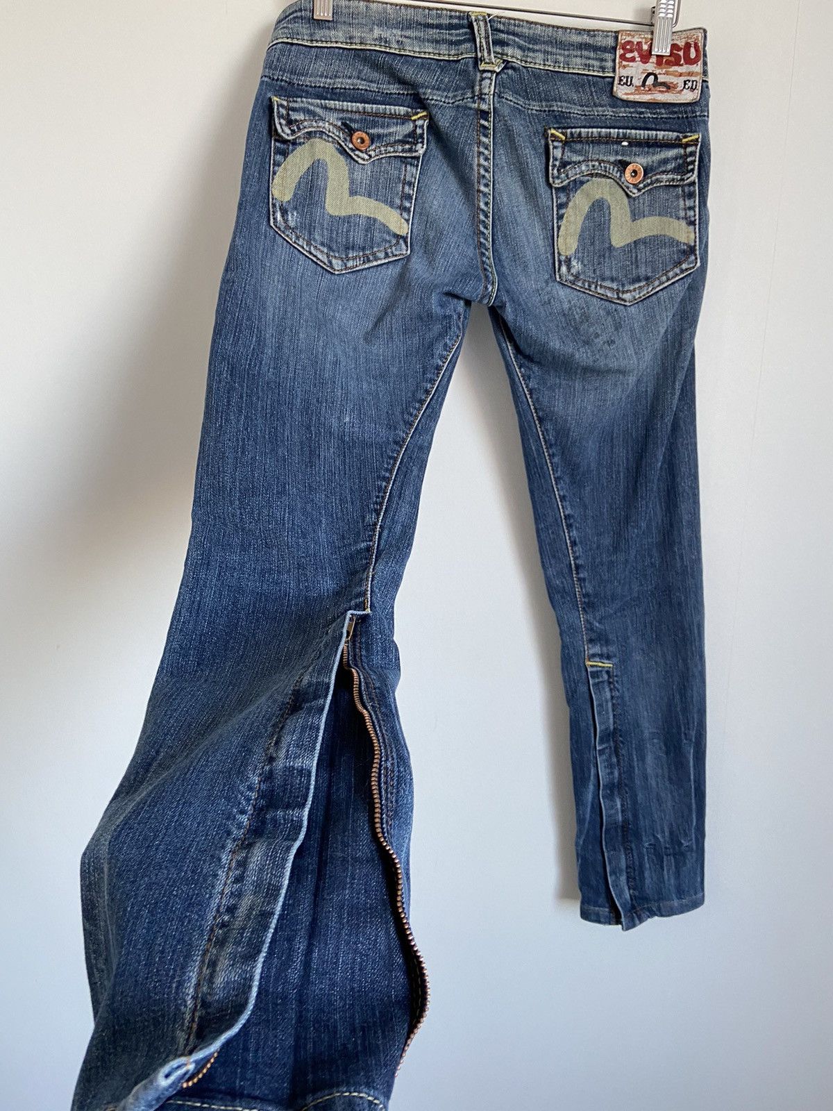 Evisu × Japanese Brand Evisu y2k washed out jeans big pockets logo zip bell-bottom Size US 27 - 2 Thumbnail