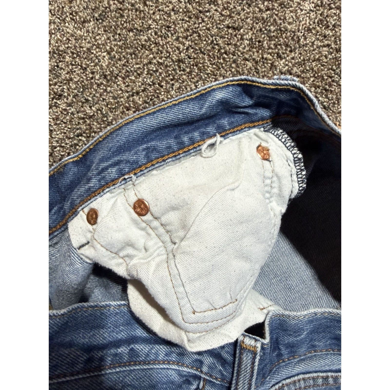 Levi's VINTAGE Levis 501 Jeans Men 33 Blue Denim 33X 35 Straight Distressed HEMMED Size US 33 - 6 Thumbnail