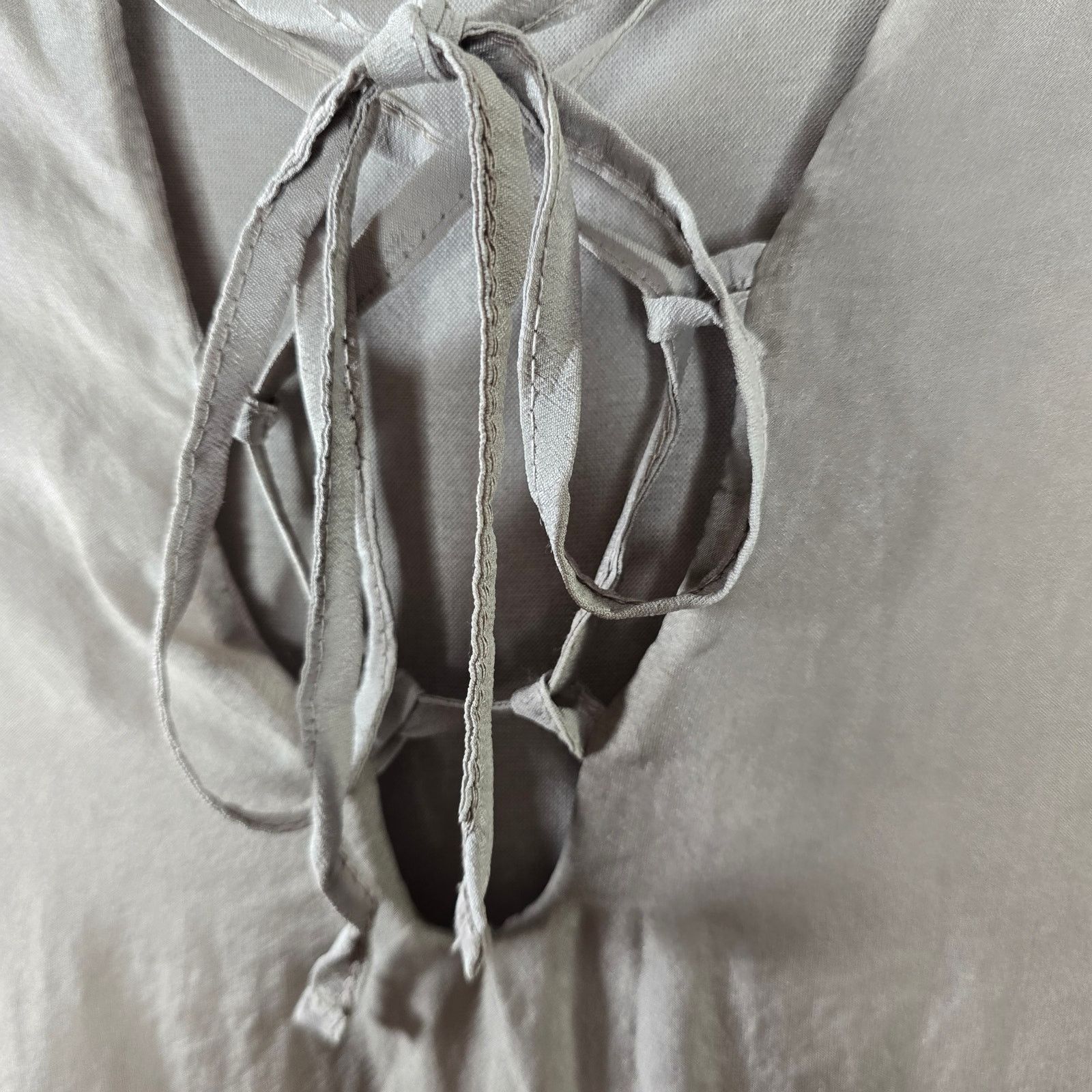 Other Giulia Italian Silk Beige Taupe Tie Front Boho Top Medium Size M / US 6-8 / IT 42-44 - 4 Thumbnail