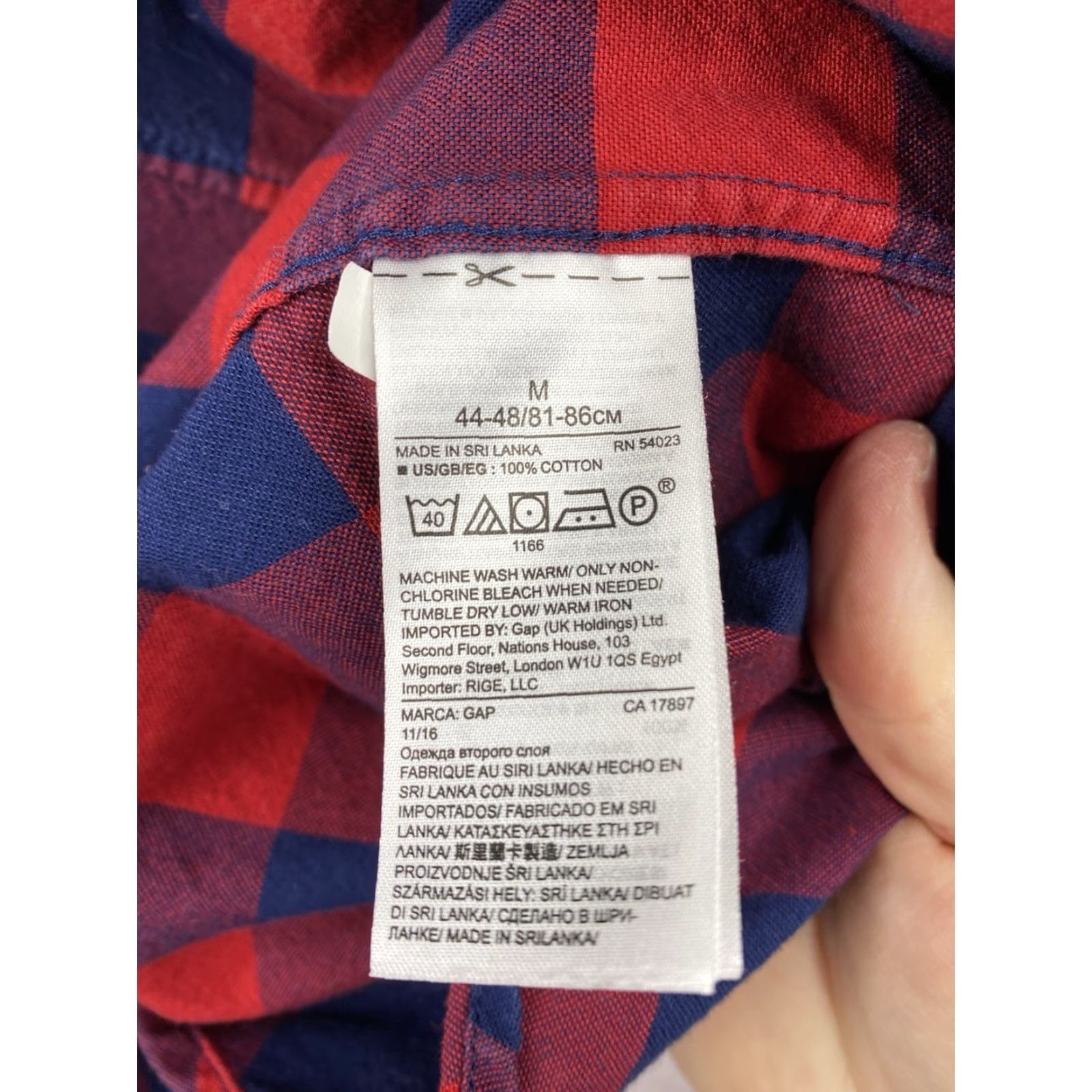 Gap Gap Button-Down Shirt Slim Fit M Red Blue Plaid Long Sleeve Casual Shirt Mens Size US M / EU 48-50 / 2 - 4 Thumbnail
