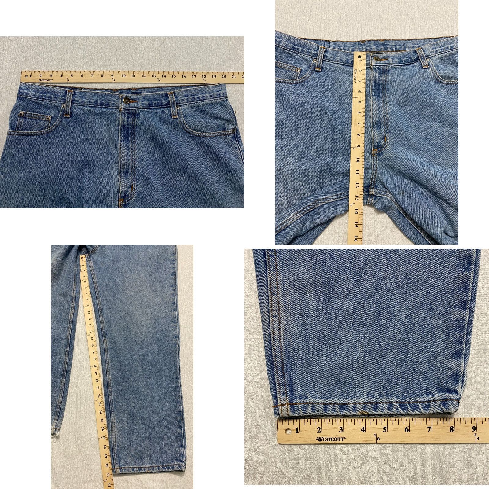 Perry Ellis Perry Ellis America Jeans Mens Size 40x32 Blue Straight Light Wash Jeans Size US 40 / EU 56 - 8 Thumbnail