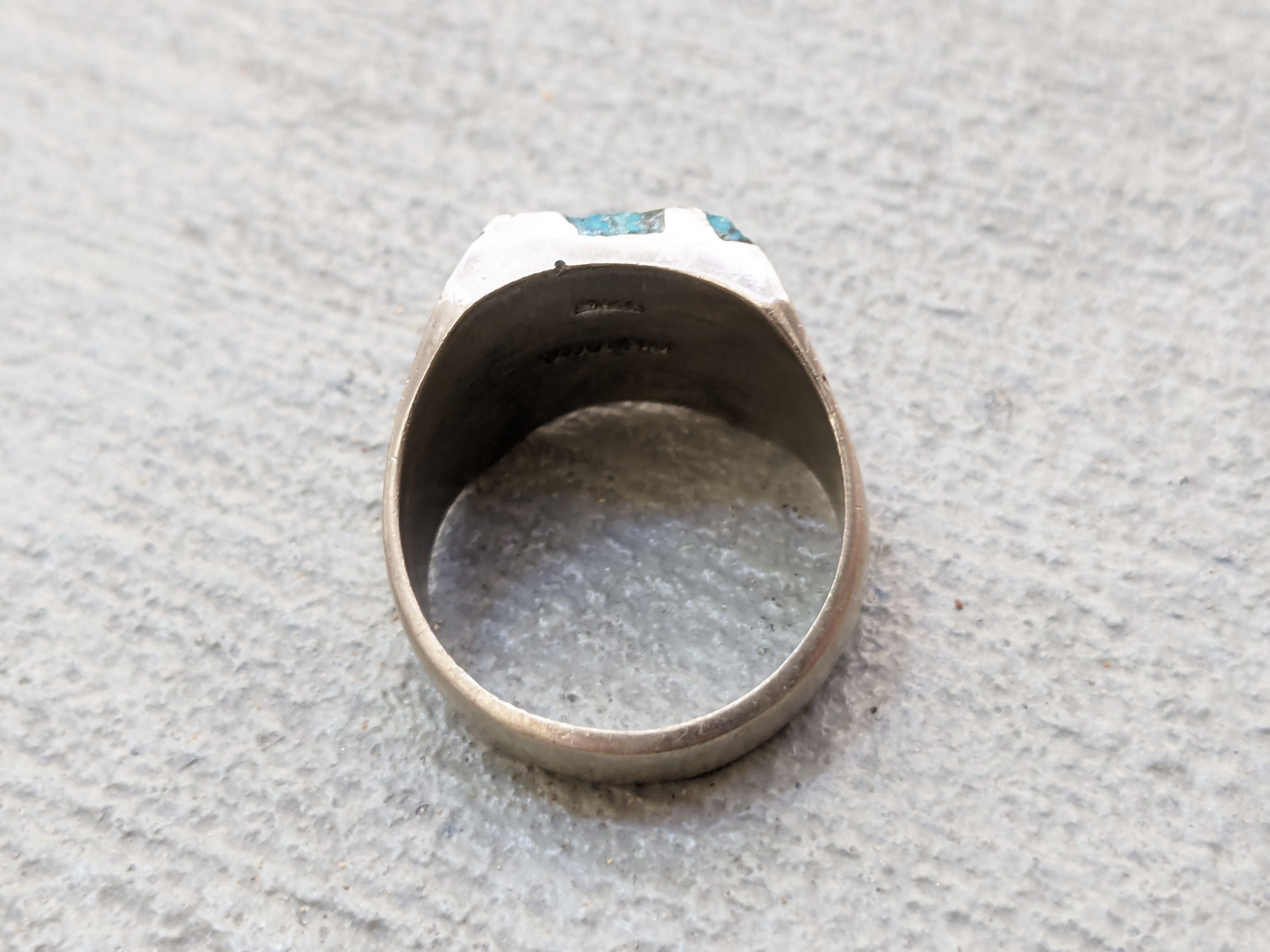 Jewelry Vintage Sterling Silver Ring 11.5 Turquoise Square Modern Size ONE SIZE - 4 Thumbnail