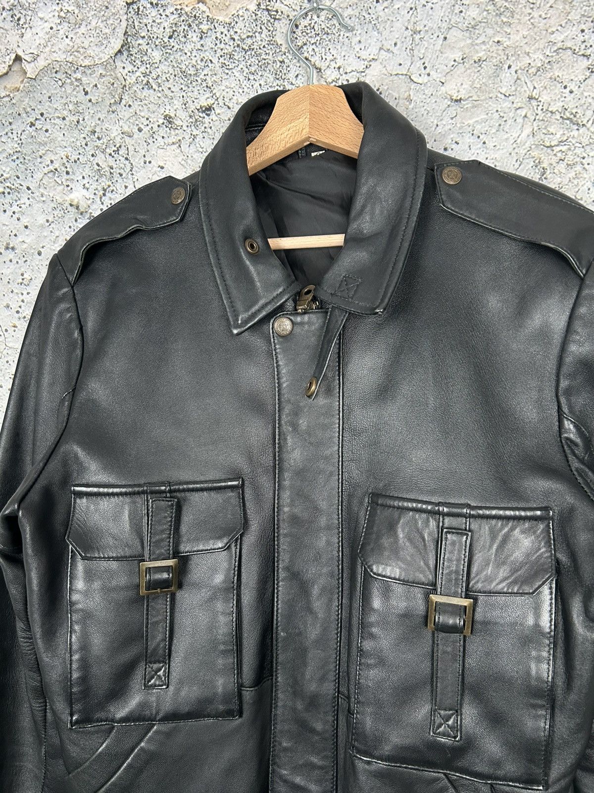 Vintage Genuine Leather Jacket 90s Boxy Punk Avant Garde