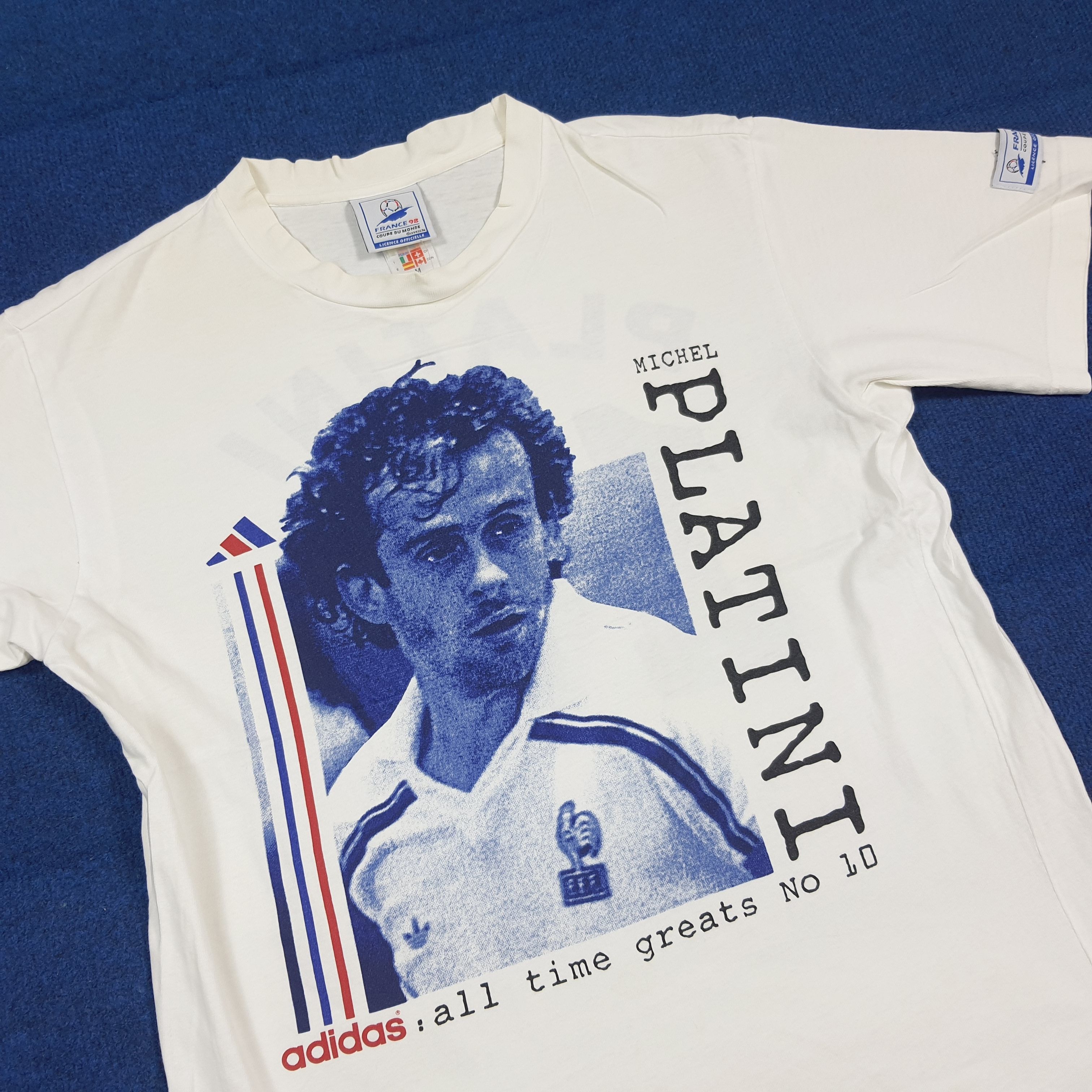 Adidas Vintage 90s Adidas Michel Platini France Tshirt C294N19 Size US M / EU 48-50 / 2 - 2 Thumbnail