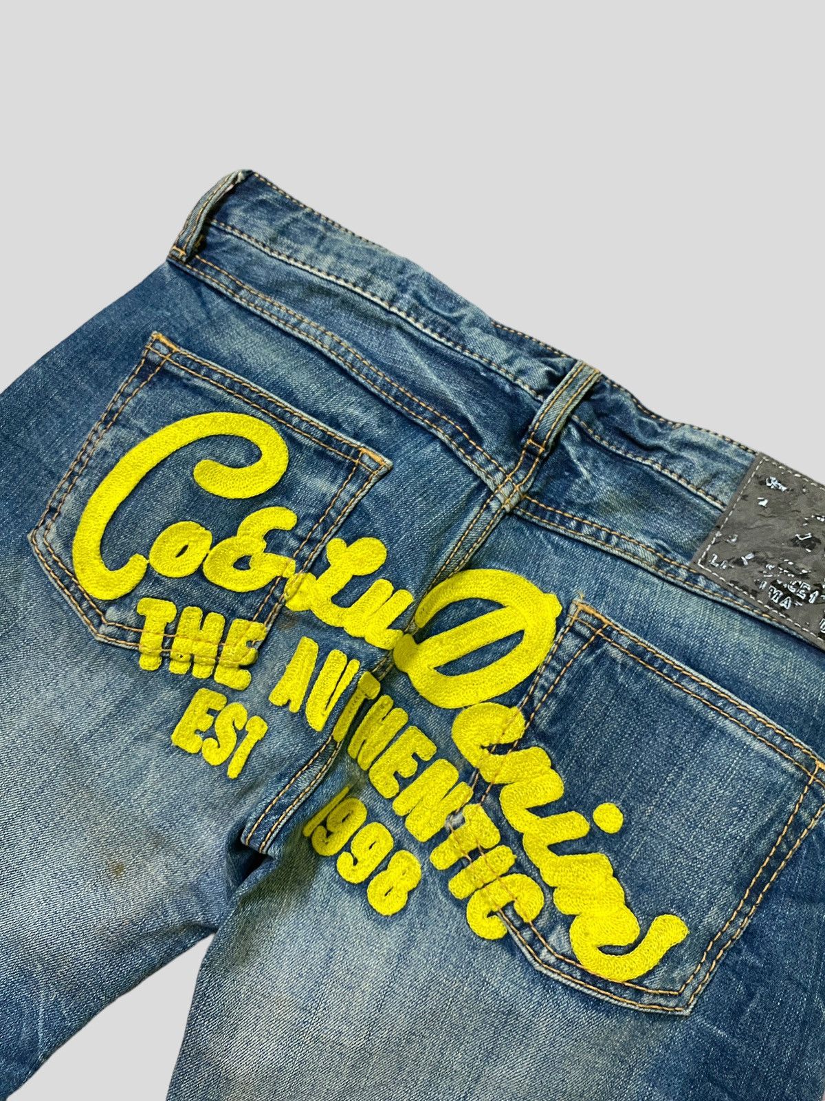 Hysteric Glamour × Japanese Brand × Vintage VINTAGE CO & LU YELLOW EMBROIDERED SPELL OUT DENIM JEANS Size US 30 / EU 46 - 16 Thumbnail