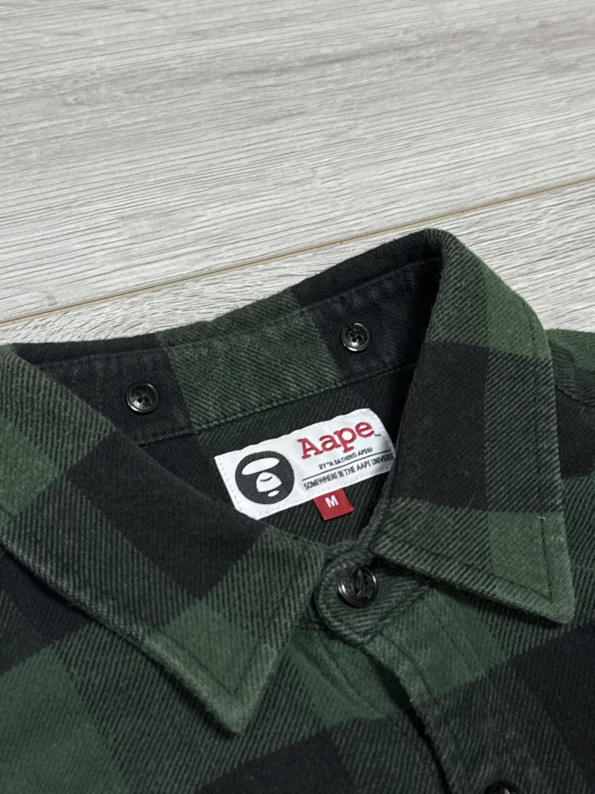 Aape Aape Bape check shirt plaid overshot spell out big logo Size US M / EU 48-50 / 2 - 6 Thumbnail