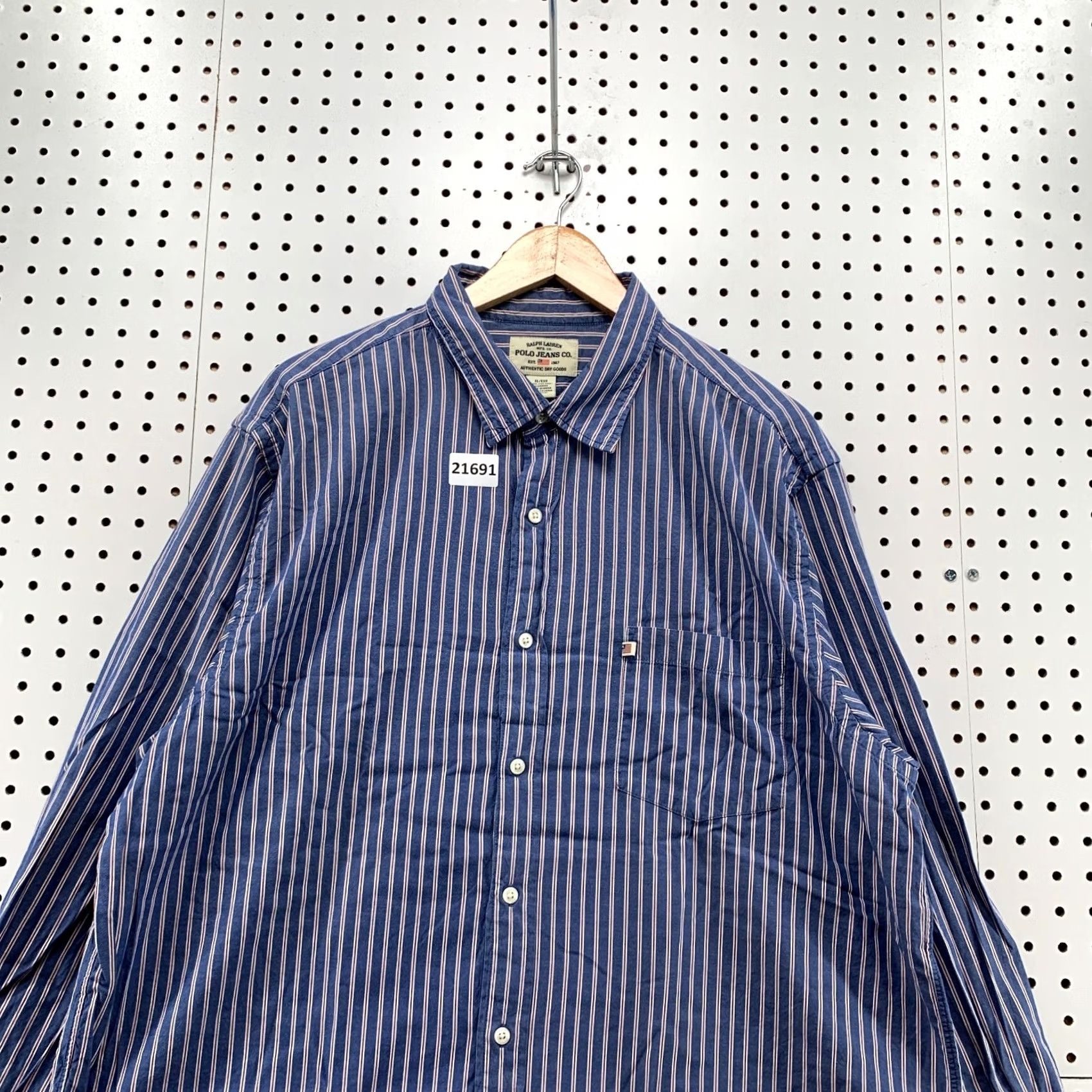 Ralph Lauren Ralph Lauren Polo Jeans Button Shirt Men XL Blue White Vertical Striped Button-Up Long Sleeve Size US XL / EU 56 / 4 - 5 Thumbnail
