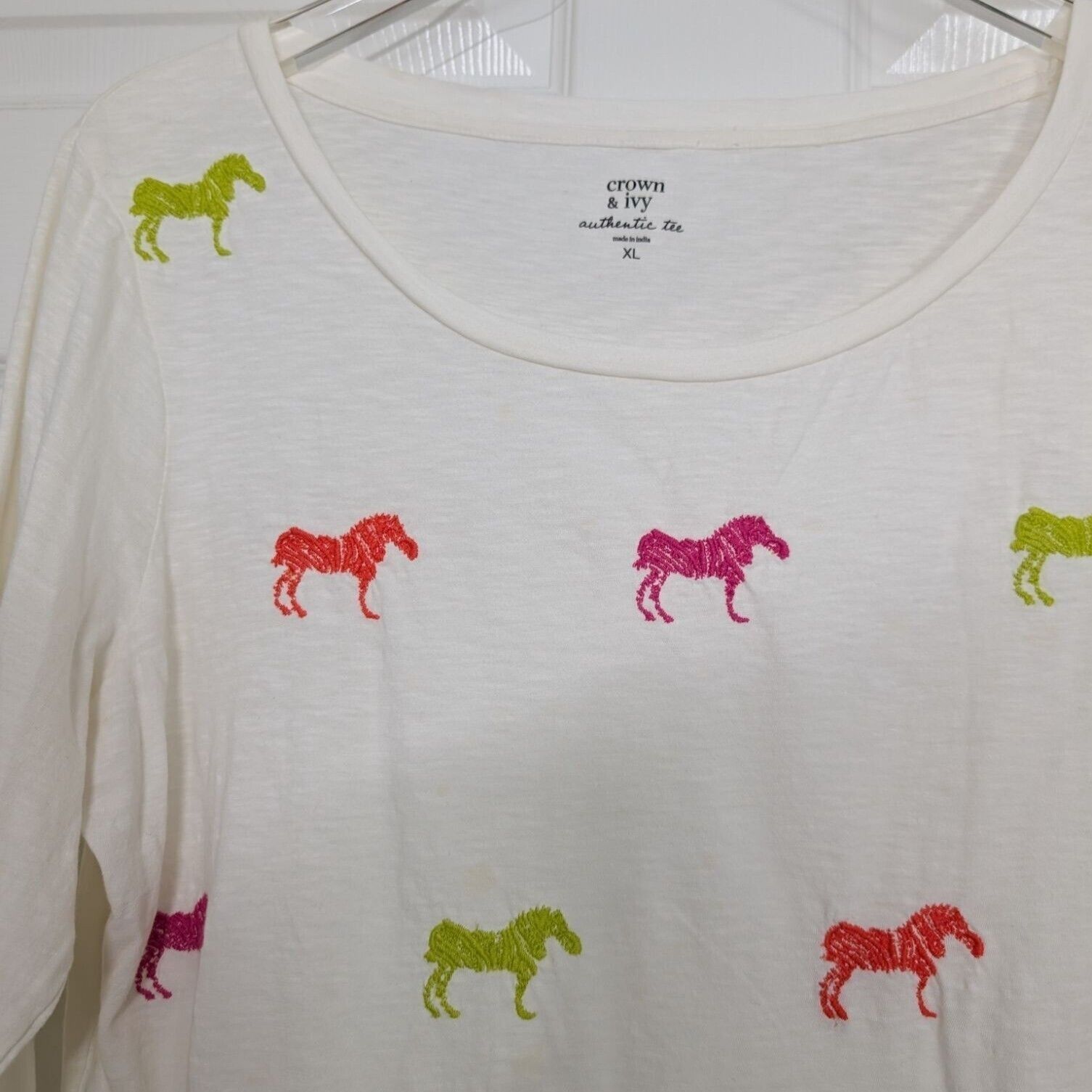 Designer Crown & Ivy Horse Authentic Tee Womens Size XL White Size XL / US 12-14 / IT 48-50 - 2 Thumbnail