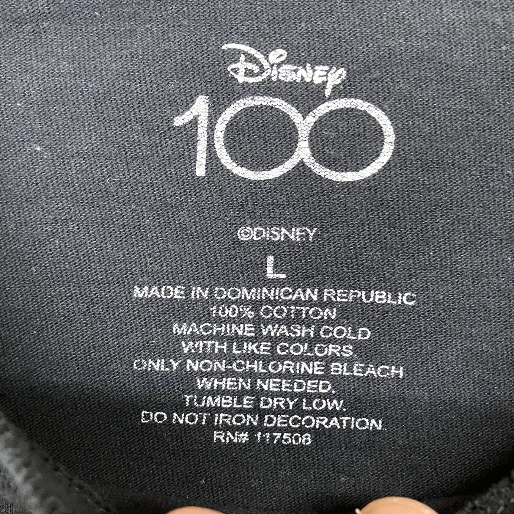 Disney Disney Mickey Mouse T-Shirt Men's Large Black Cotton Short Sleeve Crew Neck 100 Years of Wonder Graphic Mens Size US L / EU 52-54 / 3 - 4 Thumbnail