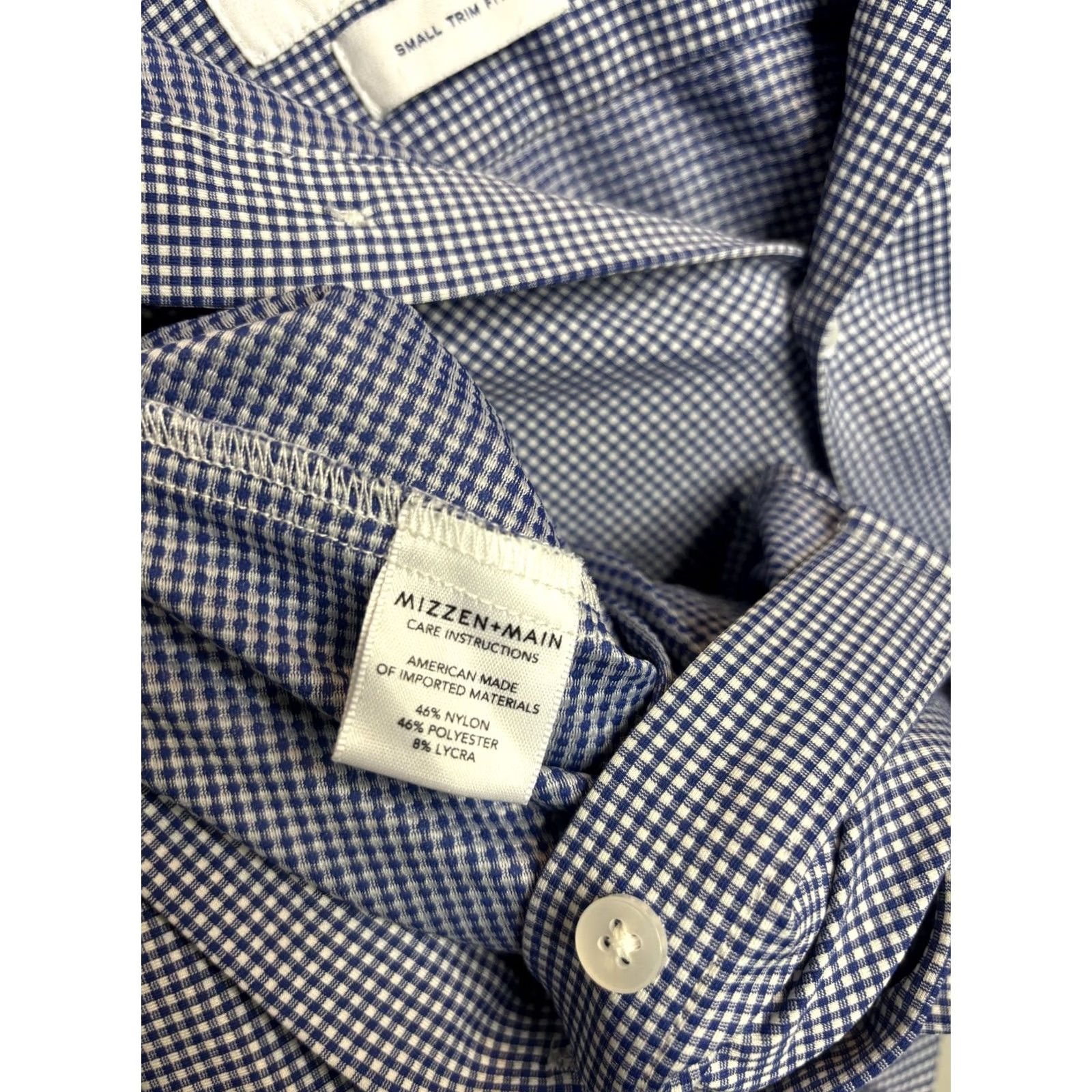 Mizzen+Main Mizzen+Main Blue Check Trim Fit Performance Dress Shirt Mens Small Size 36R - 6 Thumbnail