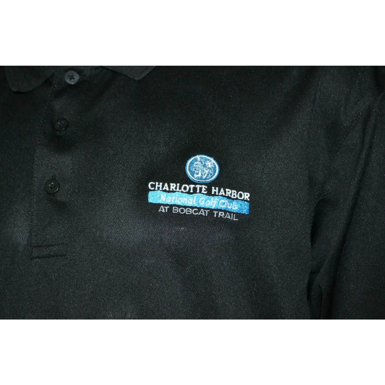 Vintage VINTAGE Ahead Polo Shirt Golf 2XL Mens Black Charlotte Harbor National Golf Club Port Charlotte FL Bobcat Size US XXL / EU 58 / 5 - 2 Thumbnail