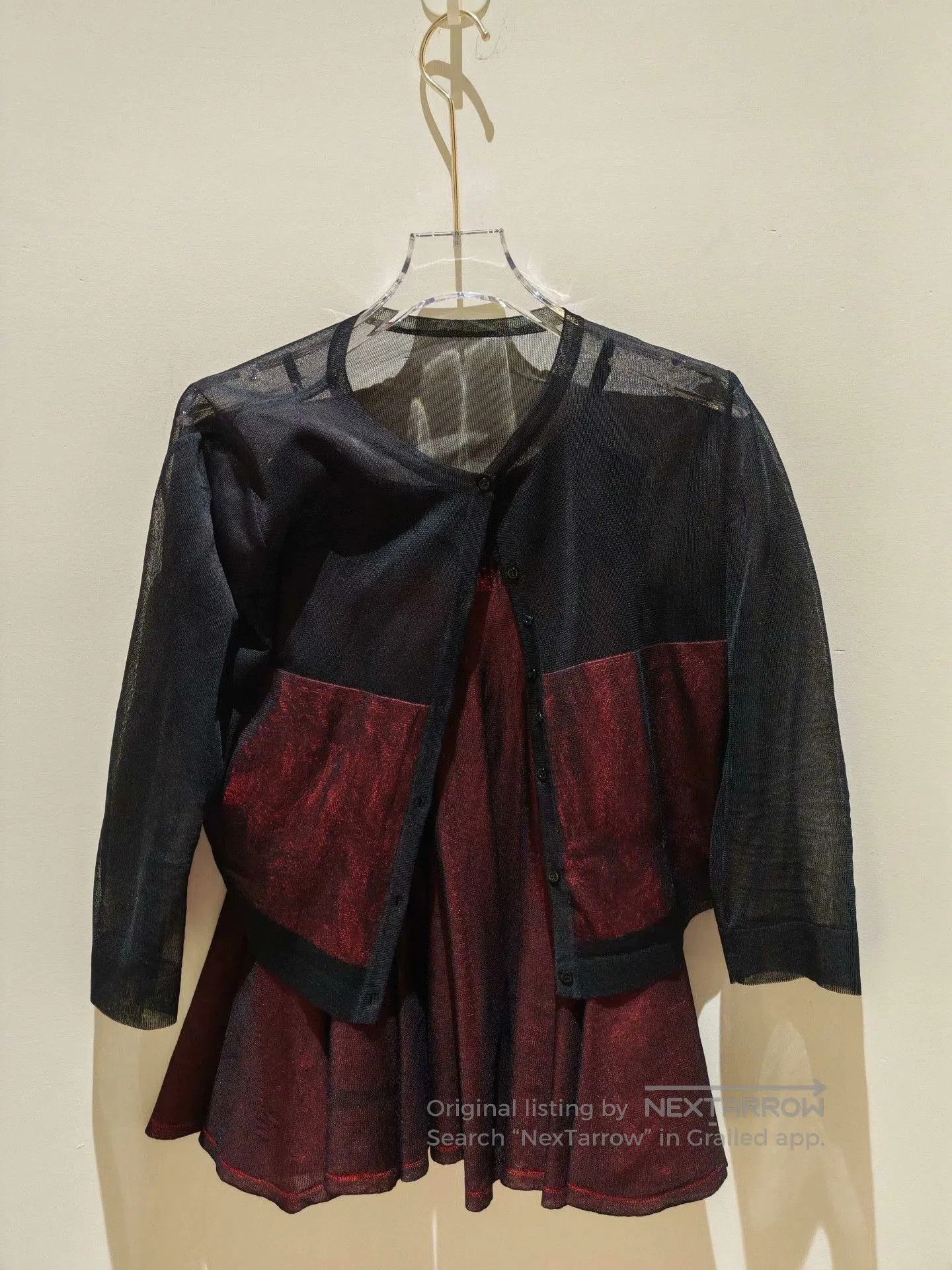 Alaia ALAIA Black Mesh & Burgundy Skirt Set. Size 39" - 5 Thumbnail