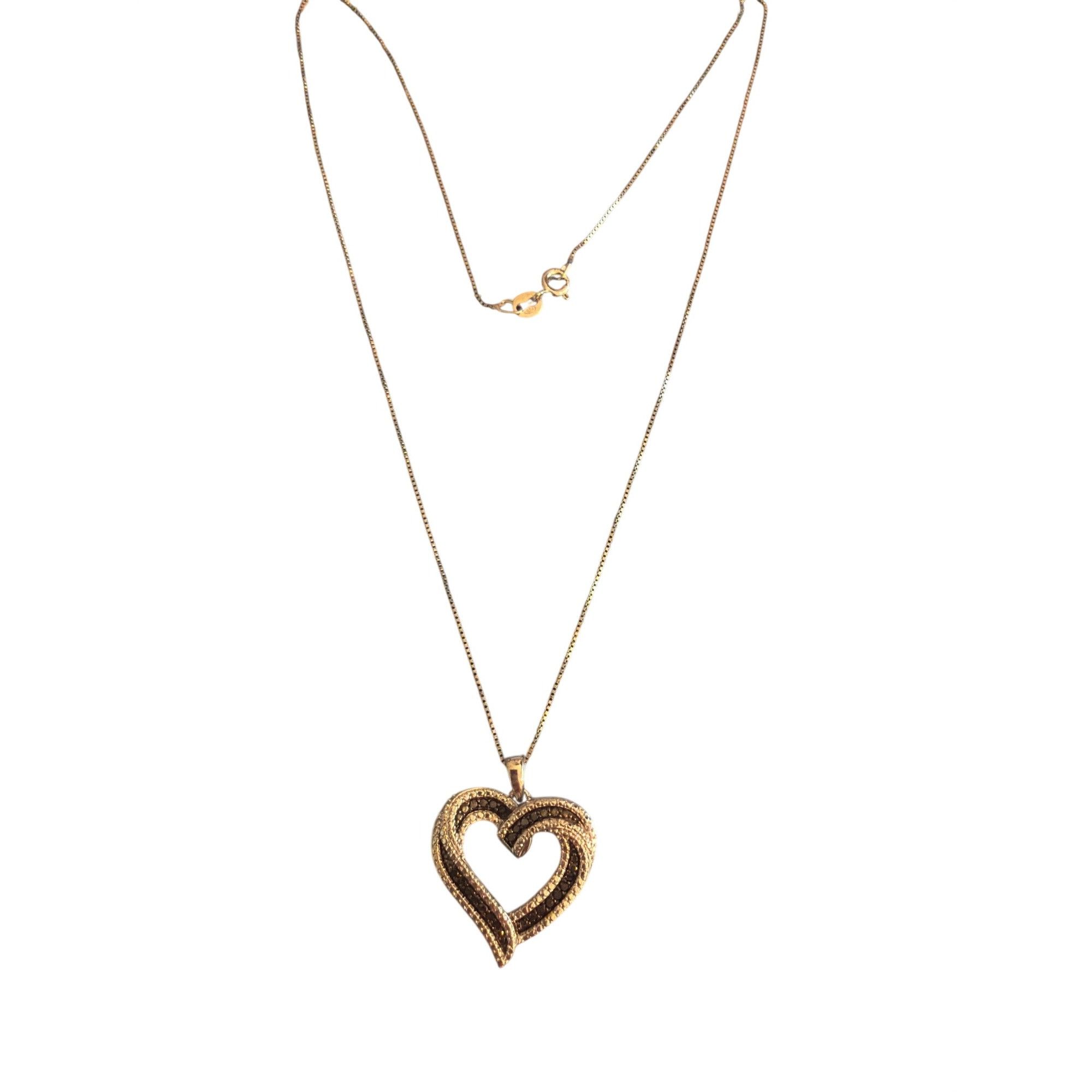 Other Sterling Silver Black Diamond Heart Pendant Necklace Stamped Size ONE SIZE - 4 Thumbnail