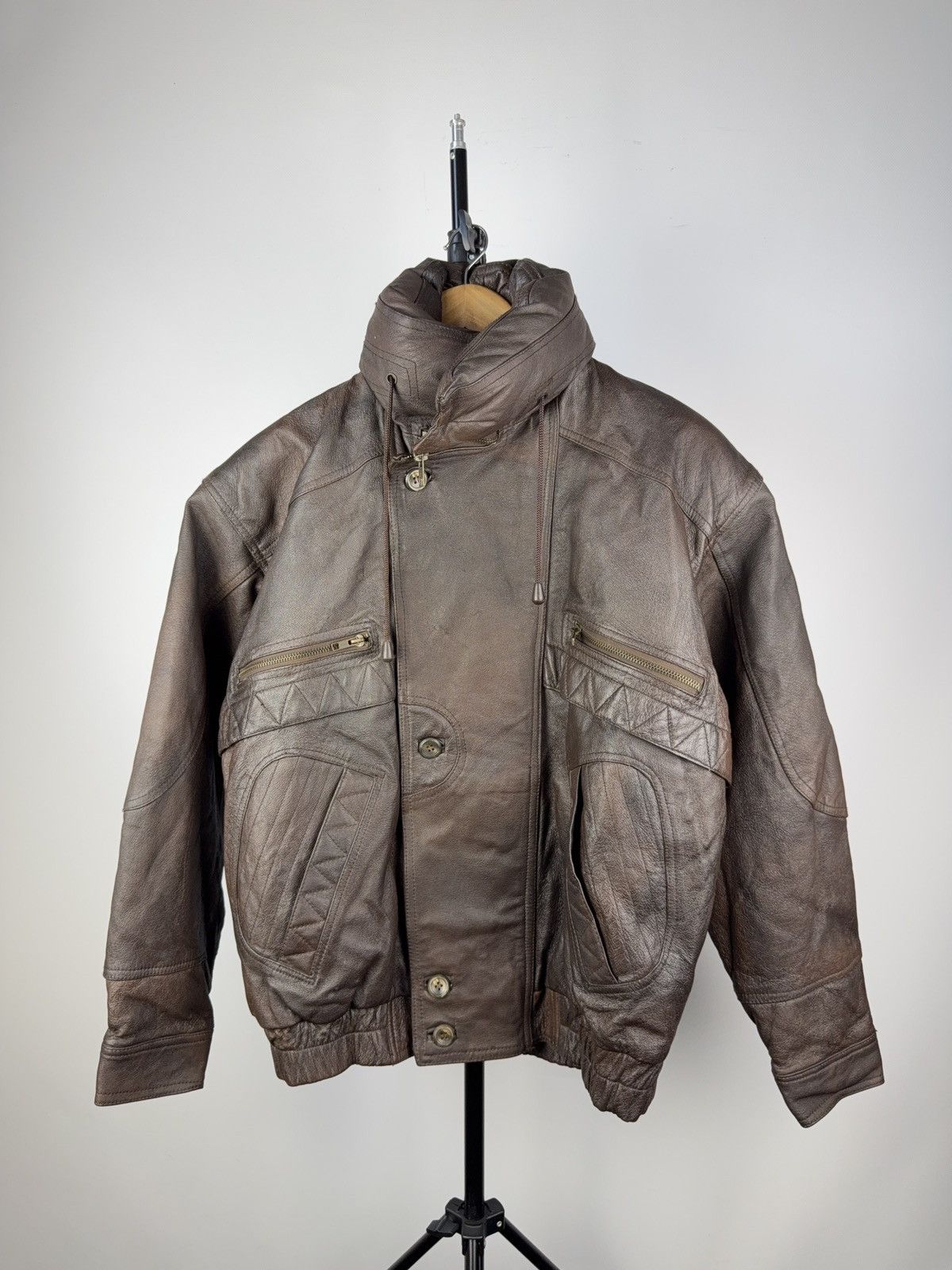 Vintage Vintage Washed Moto Leather Jacket Faded 2025 Retro