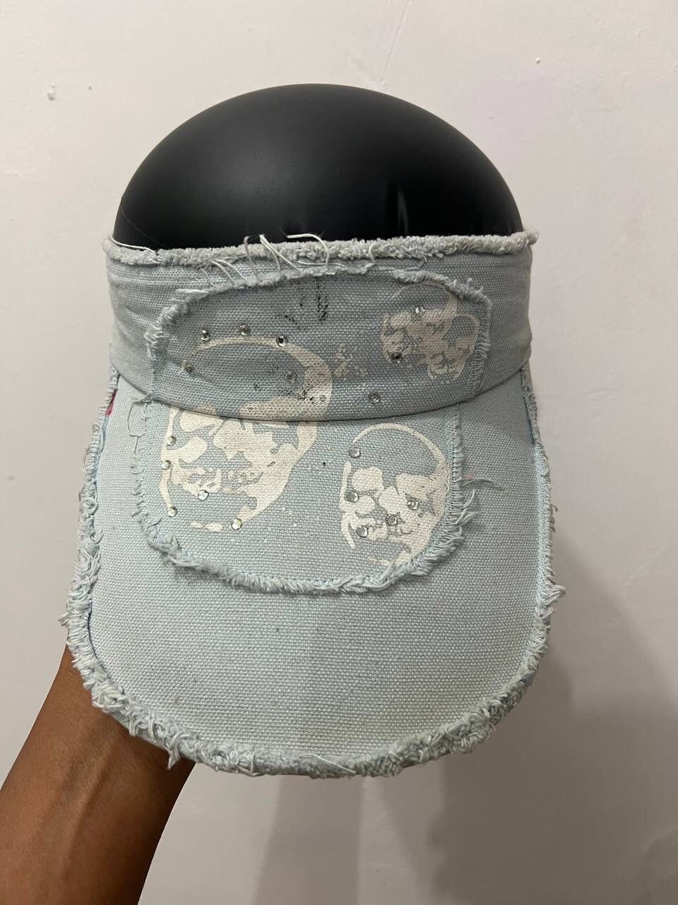 Japanese Brand Distressed Skull Frayed Visor Hat Size ONE SIZE - 6 Thumbnail