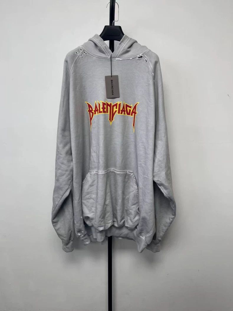 Balenciaga Balenciaga Logo Print Hooded Sweatshirt Size US L / EU 52-54 / 3 - 1 Thumbnail