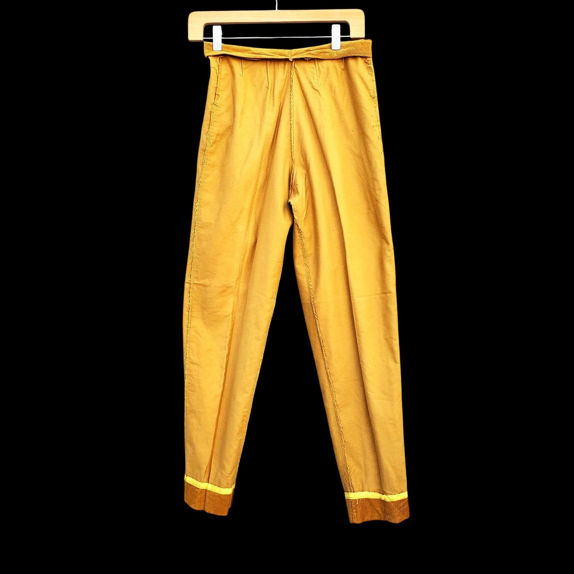 Handmade 50s Mustard Corduroy Cigarette Pants & Velvet Draped Vest Se Size 25" / US 0 / IT 36 - 10 Thumbnail