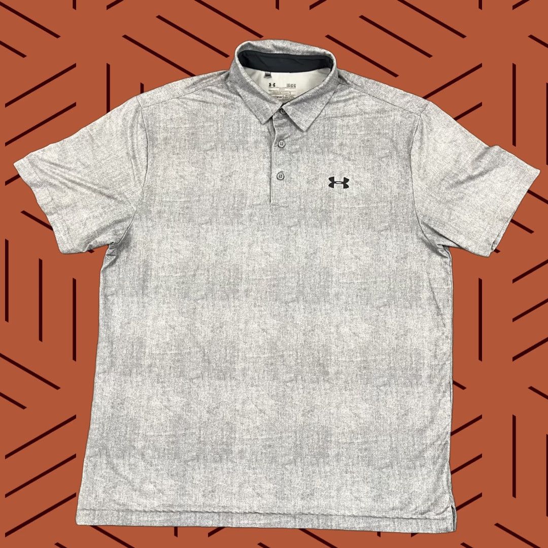 Under Armour Under Armour Polo Shirt Mens L Gray Stripe HeatGear Performance Golf Sport Polo Mens Regular Gray Stripe Under Armour HeatGear Polo Shirt Size US L / EU 52-54 / 3 - 1 Thumbnail