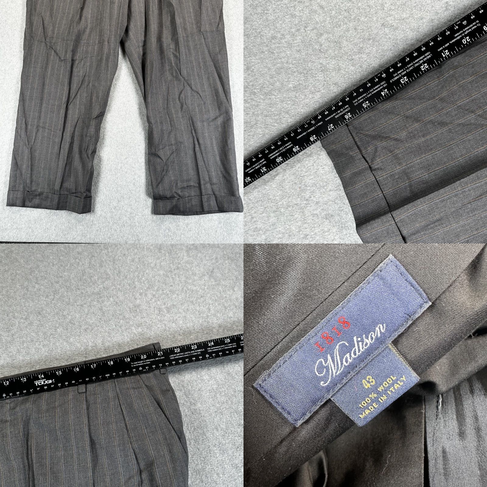 Brooks Brothers Brooks Brothers 1818 Madison Suit Mens Blazer 43x28 Wool 2 Piece Gray Pinstripe Classic Notch 2 Button 4-Button Cuffs 1818 Madison Men’s Suit Size 46R - 10 Thumbnail