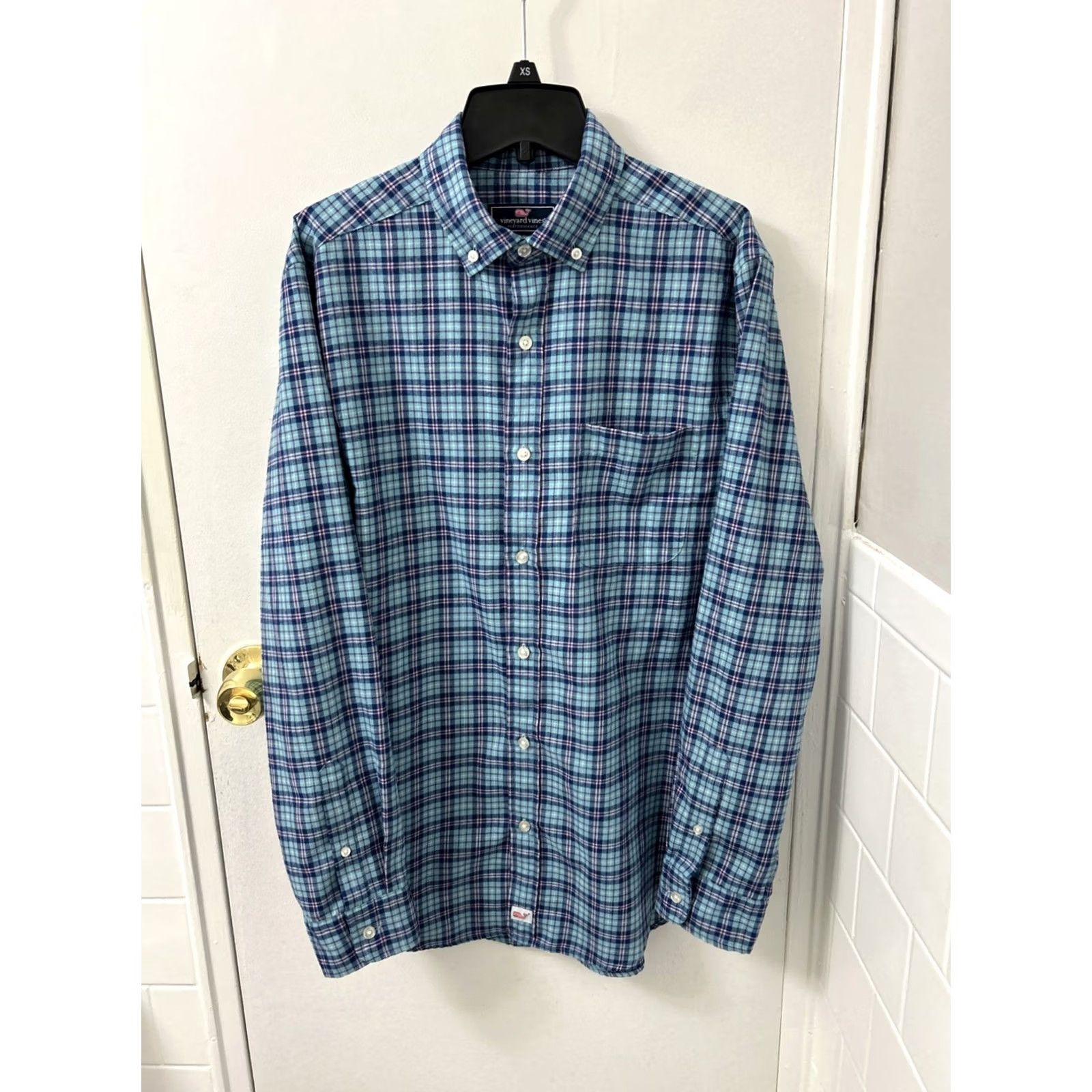 Vineyard Vines Vineyard Vines Performance Shirt Mens S Blue Pink Plaid Classic Fit Murray L/S Size US S / EU 44-46 / 1 - 2 Thumbnail