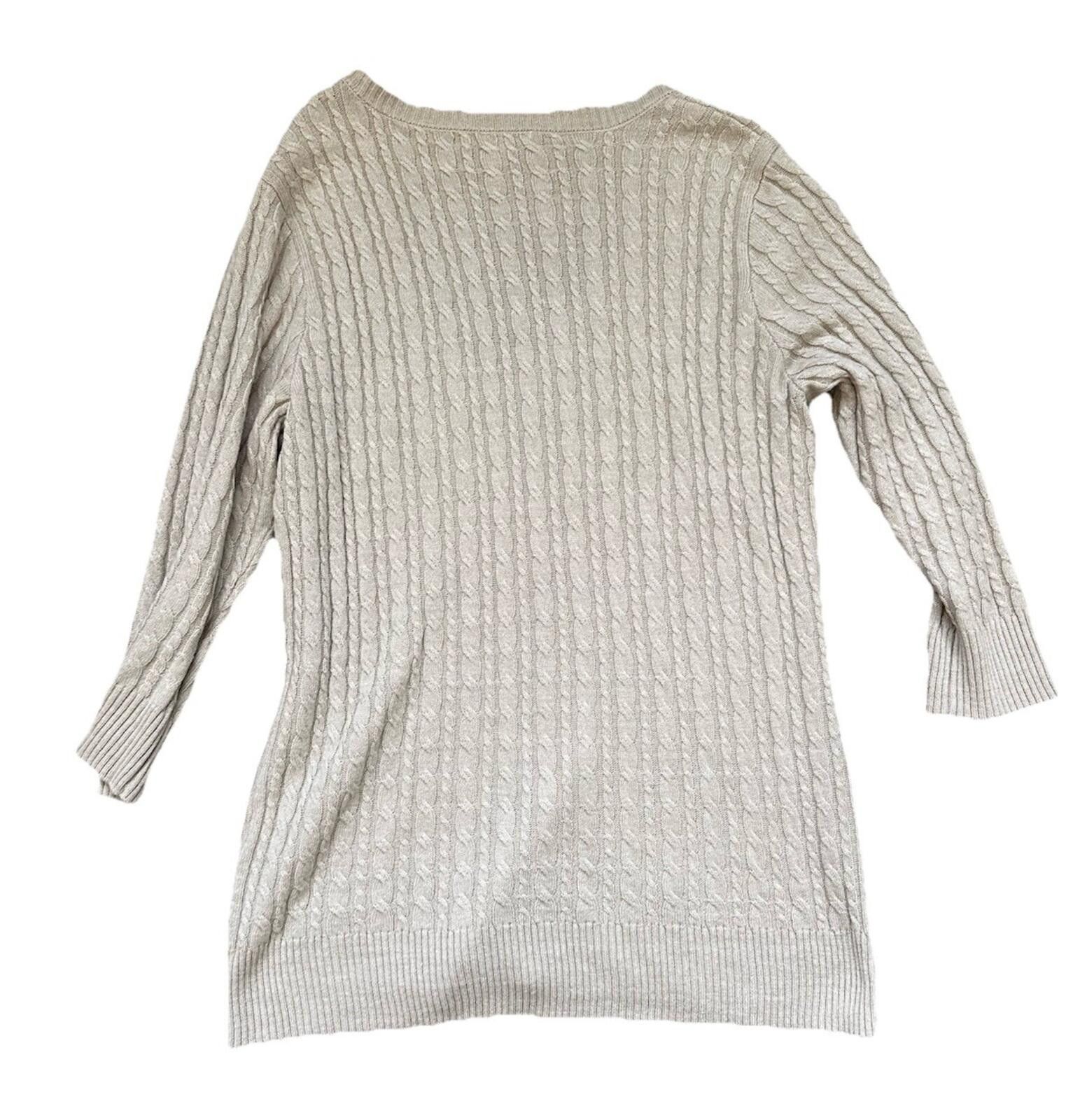 Tripp NYC New York & Company Tan Cable Knit V Neck Sweater Size Large Size L / US 10 / IT 46 - 2 Thumbnail