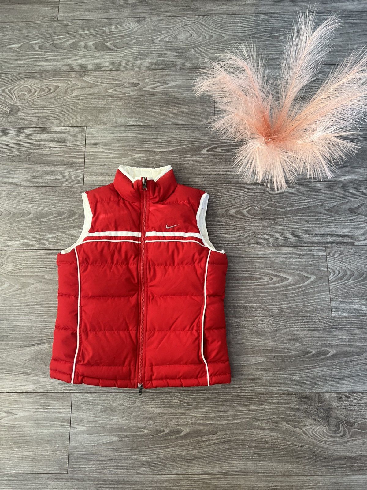 Nike × Vintage ‼️Vintage Knit Swoosh Logo Puffer Reversible Vest‼️ Size S / US 4 / IT 40 - 1 Thumbnail
