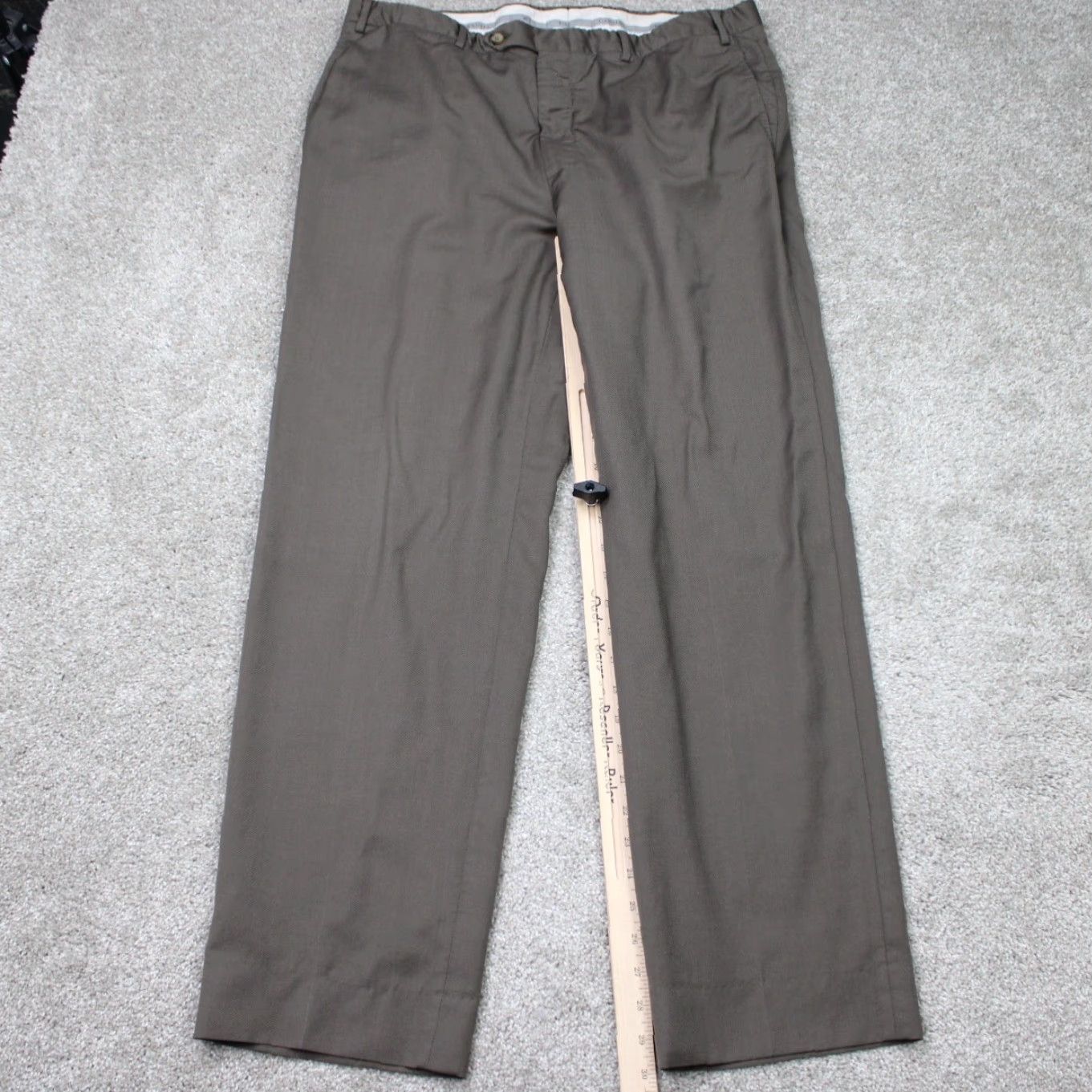 Canali Canali Dress Pants Mens 36x30 Brown Flat Front 100% Wool Straight Leg Size US 36 / EU 52 - 3 Thumbnail