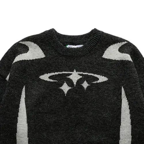 Japanese Brand Y2K Black Retro Star Designed Knitted Designer Sweater Size US L / EU 52-54 / 3 - 2 Thumbnail