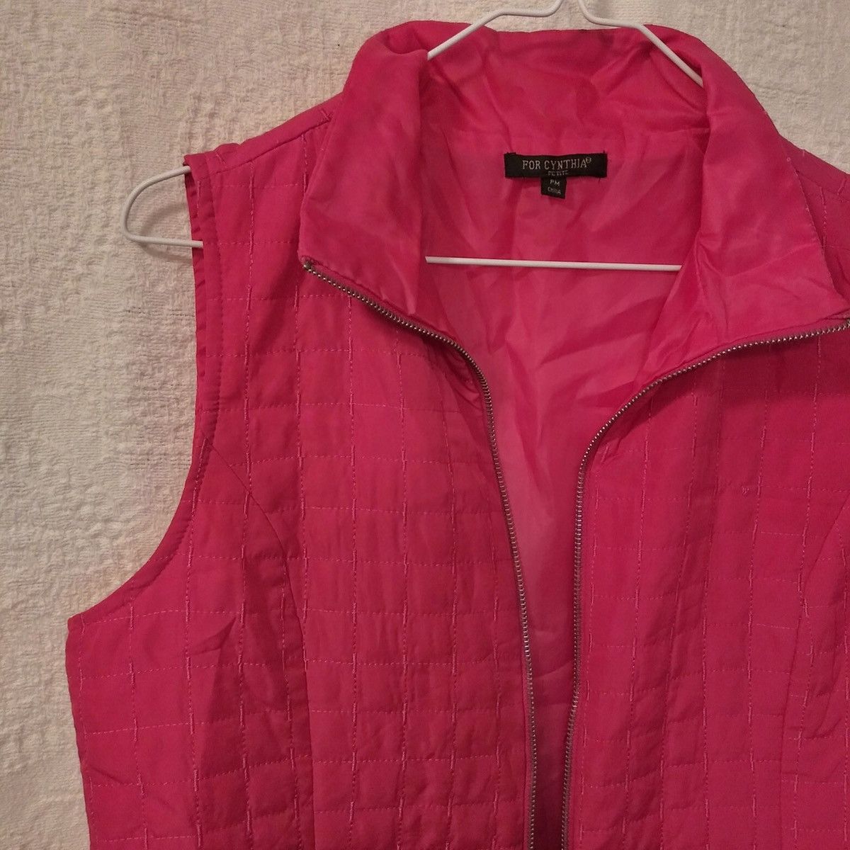 Other For Cynthia Pink Quilted Full Zip Petite Medium Women’s Vest Size M / US 6-8 / IT 42-44 - 4 Thumbnail