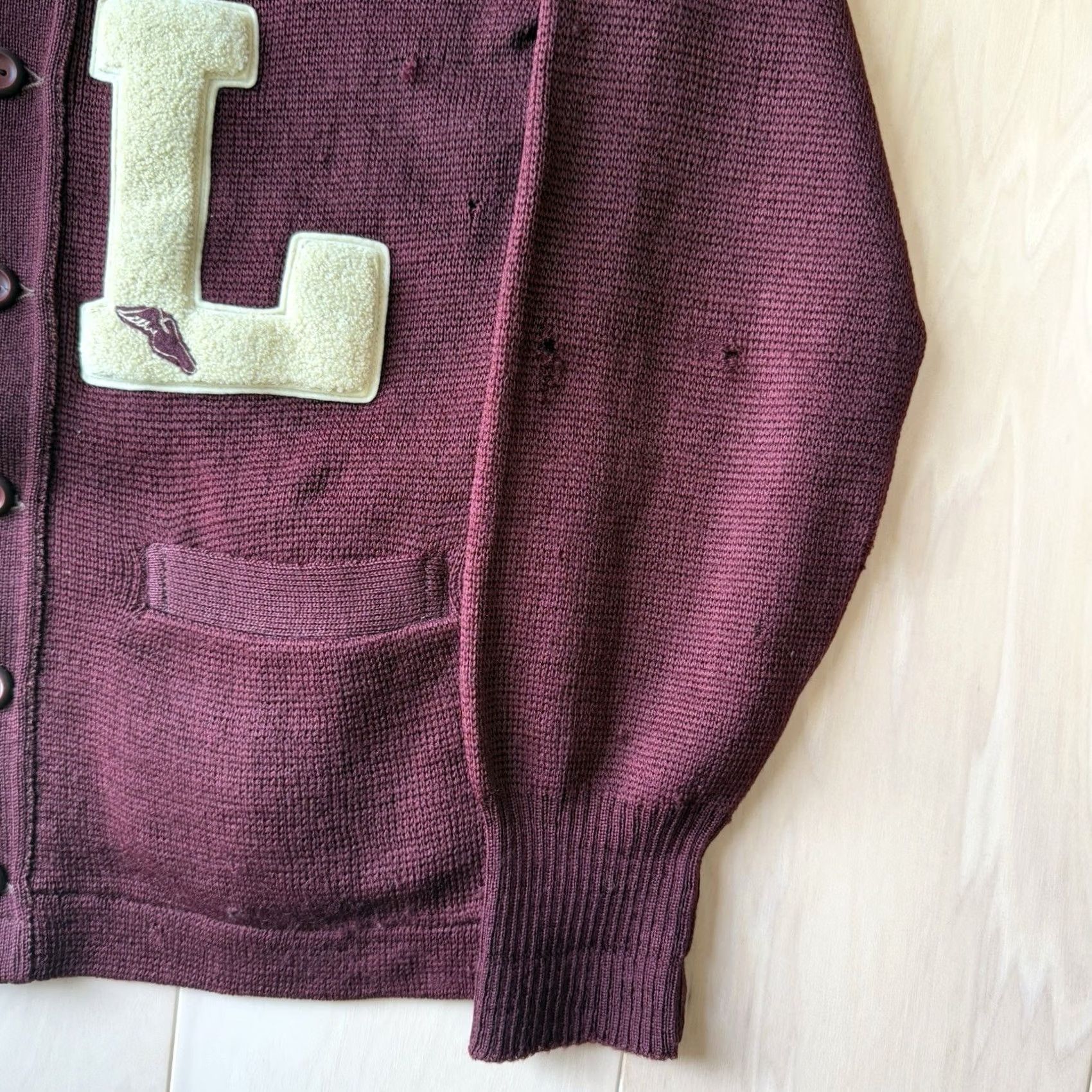 Vintage VINTAGE Letterman Cardigan Small Maroon Wool Sweater 60s Made in USA Mens/Adults Size US S / EU 44-46 / 1 - 5 Thumbnail