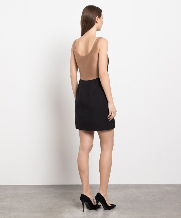 Valentino o1y0326 Silk Mini Dress in Black/Beige Size M / US 6-8 / IT 42-44 - 4 Thumbnail