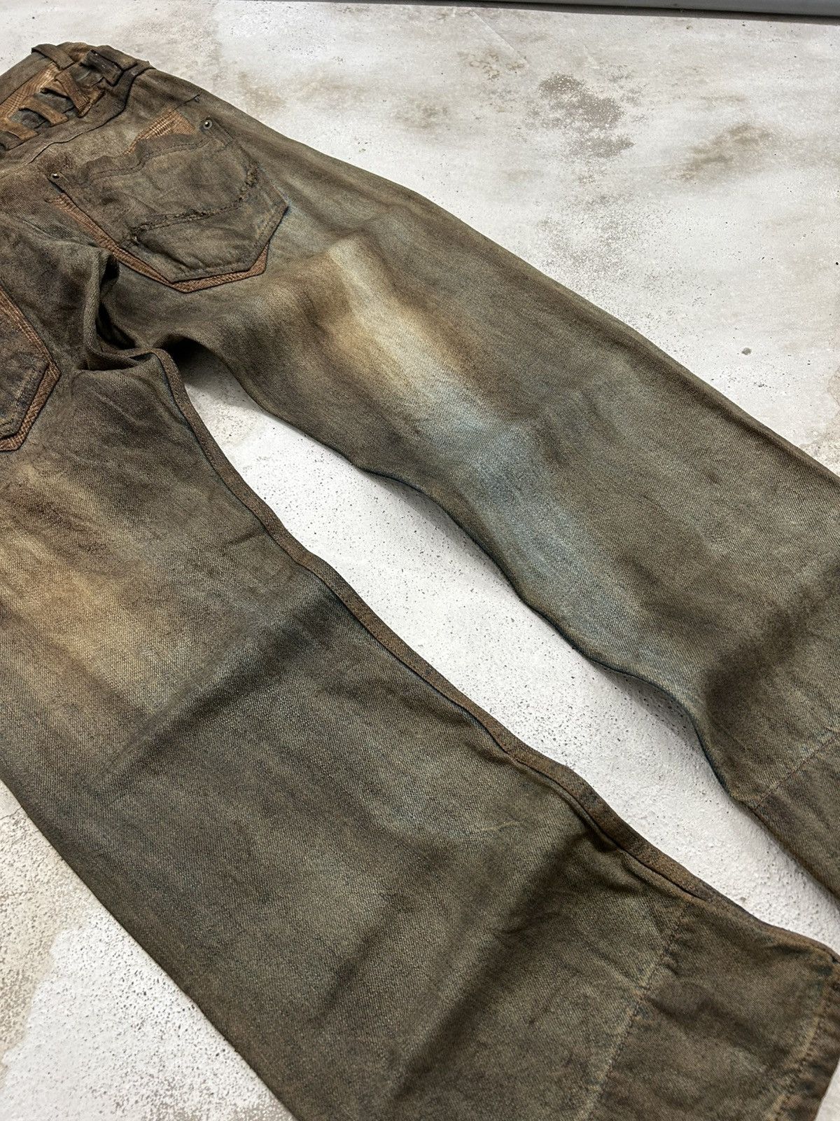 GOSTAR DE FUGA Vintage Normanbros Japan Double Waist Mud Washed Dirty Size US 31 - 14 Thumbnail