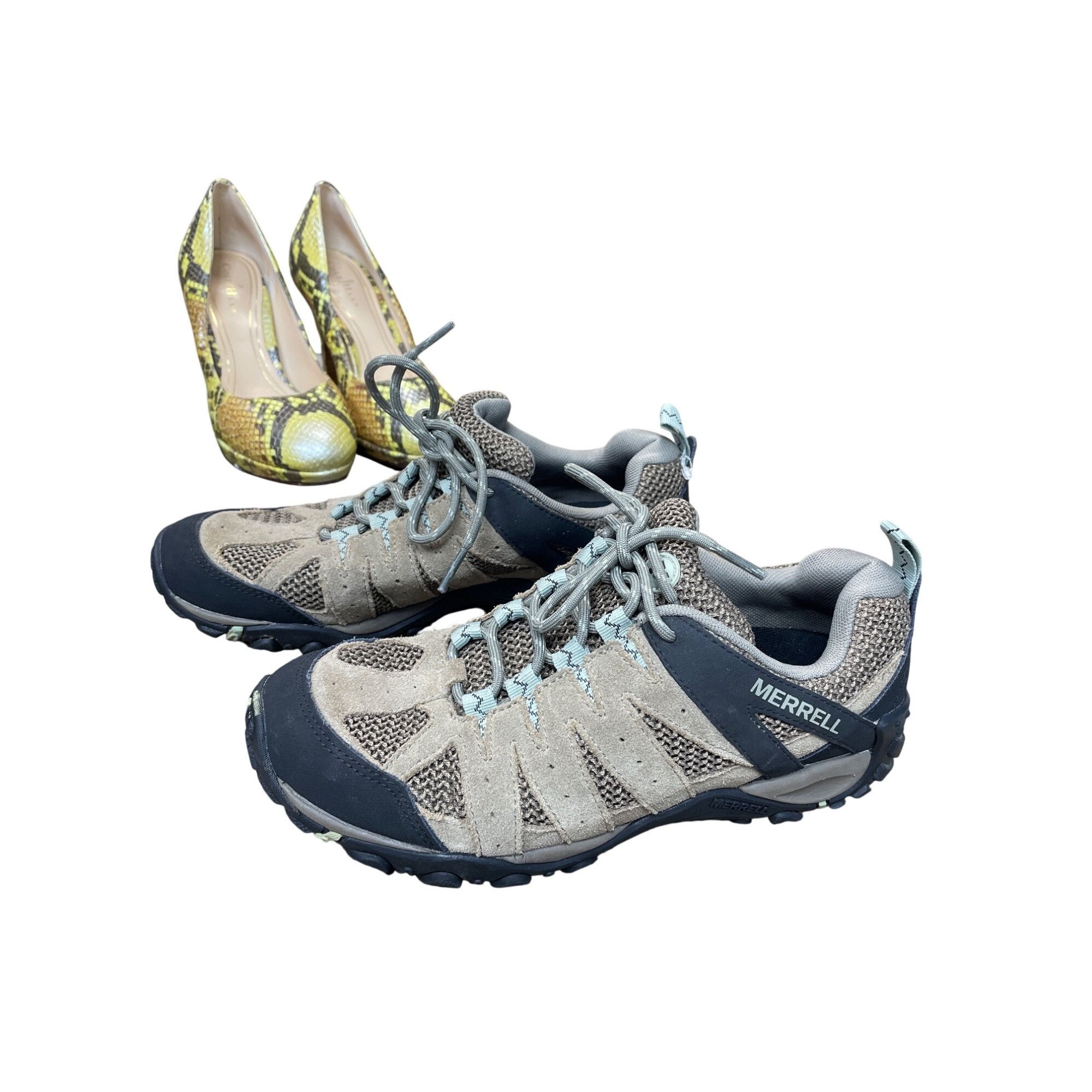 Merrell Merrell Womens Brown Suede Canvas Hiking Shoes Sneakers Size Size US 7.5 / IT 37.5 - 3 Thumbnail